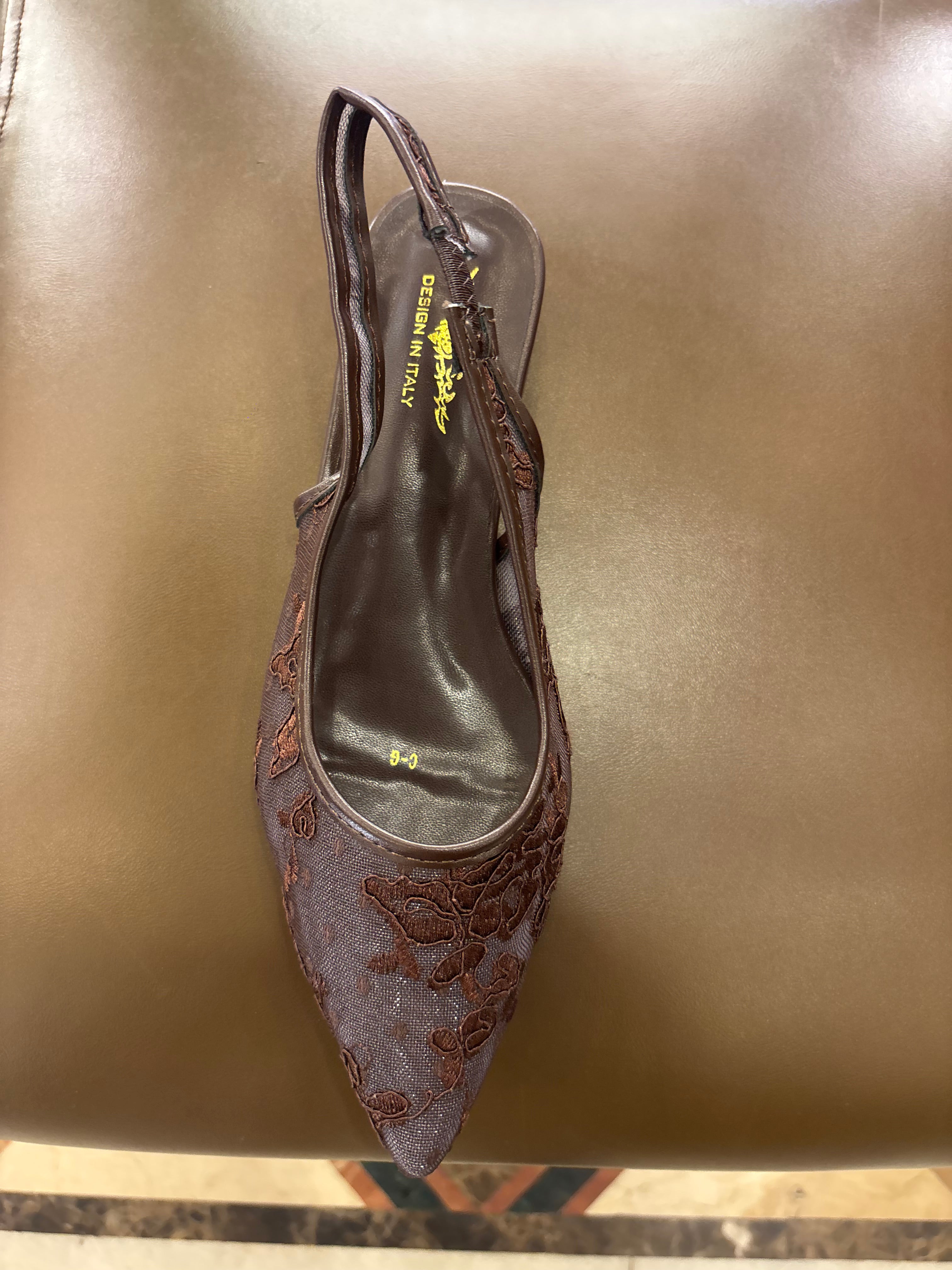 Carmen Mesh Hand Embroidered Sling Back Pointed Ballerinas