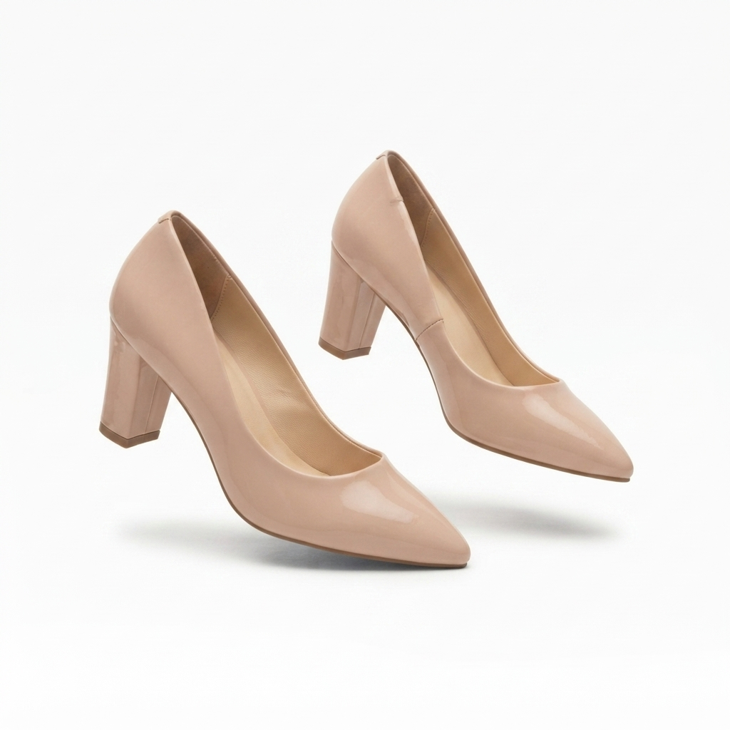 Nuvina Patent Block Heel Stilettoes