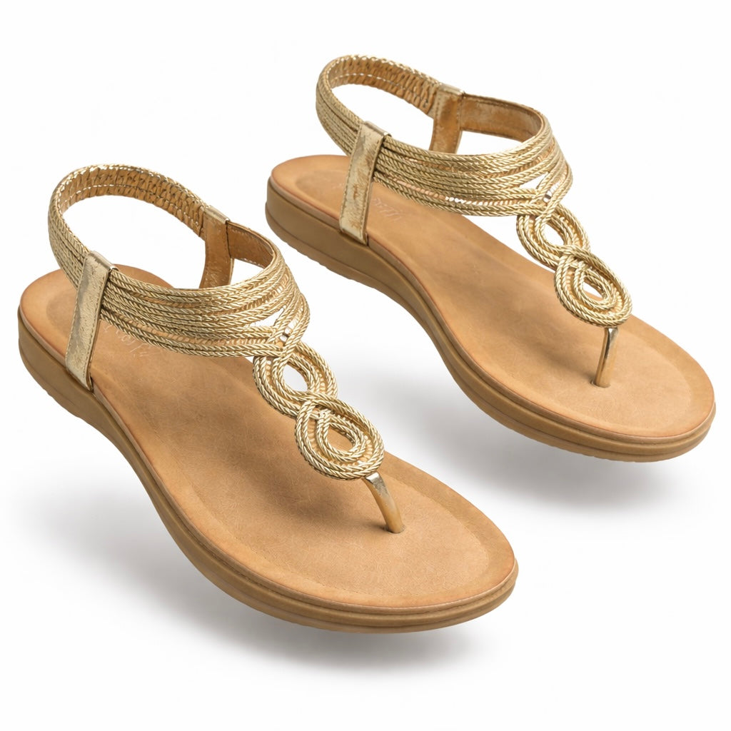 Frida Flat Back Elastic Crochet Sandals - The Heels India