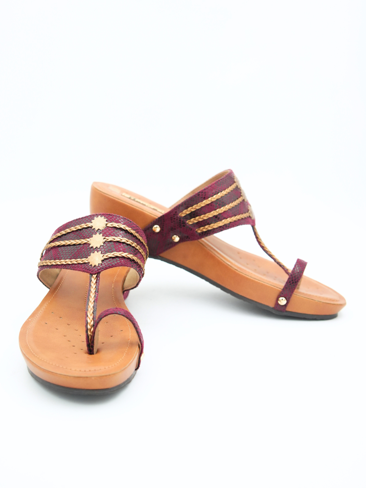 Lilith Memory Cushion Kohlapuri Wedge Slippers - The Heels India