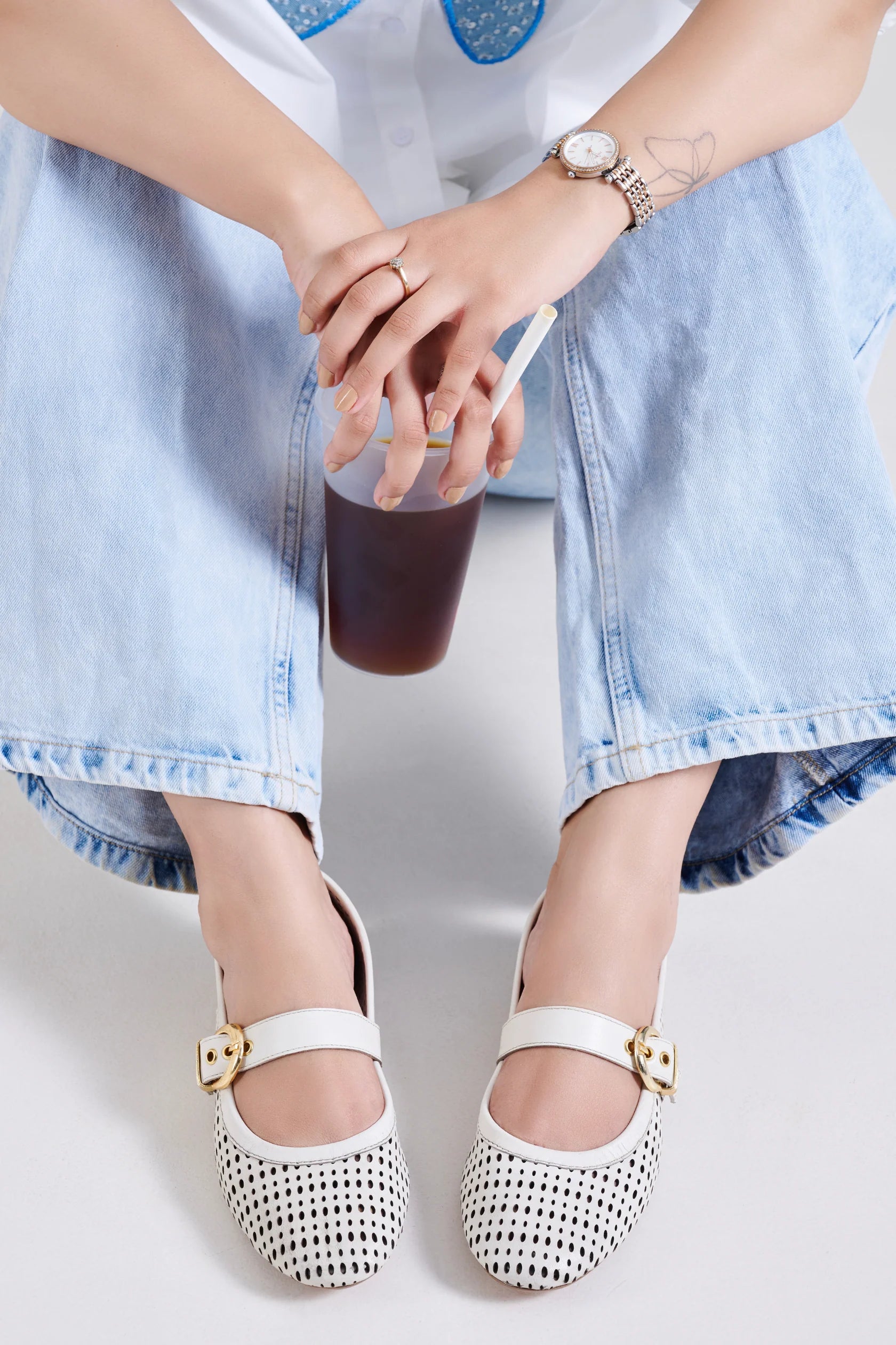 JUNO Premium Leather Mary Jane Ballerinas - The Heels India