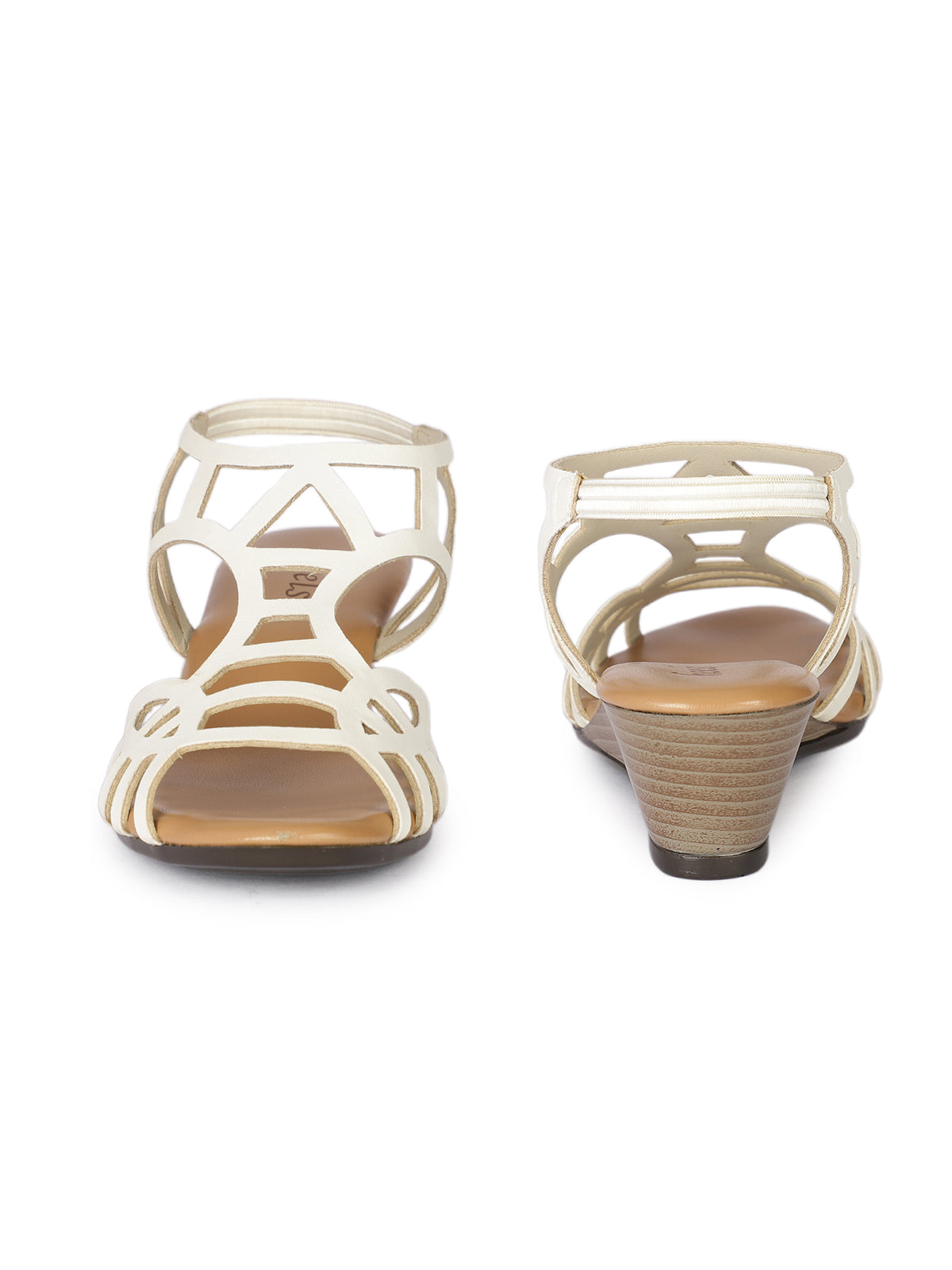 Riley Laser Cut Gladiator Back Elastic Wedge Heels