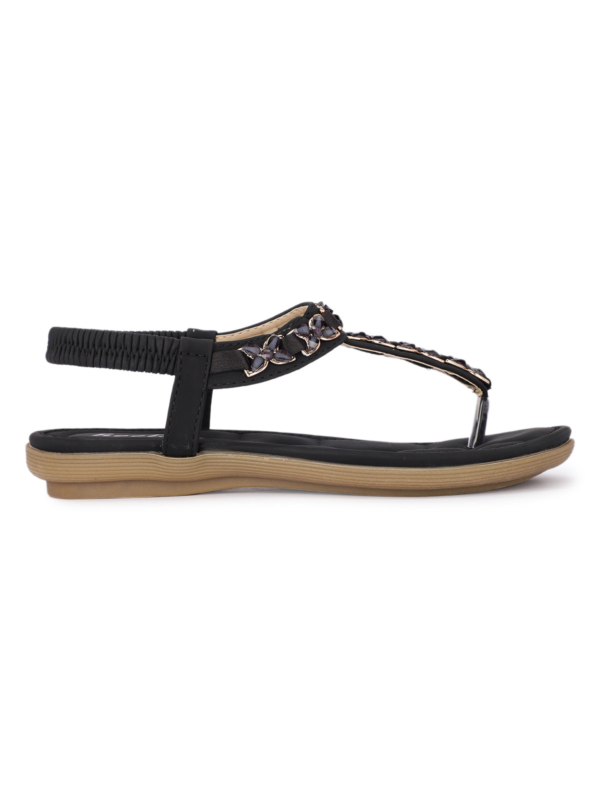 Crimson Embellished Flat Sandals