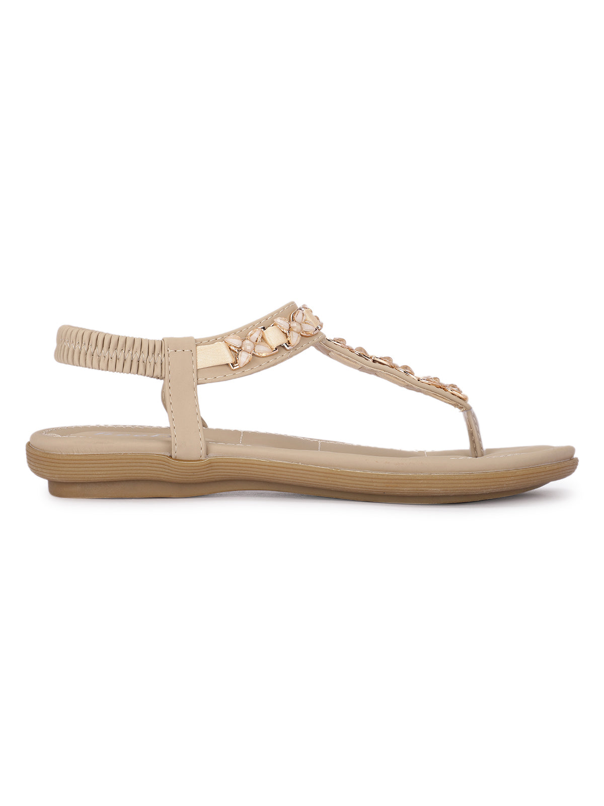 Crimson Embellished Flat Sandals