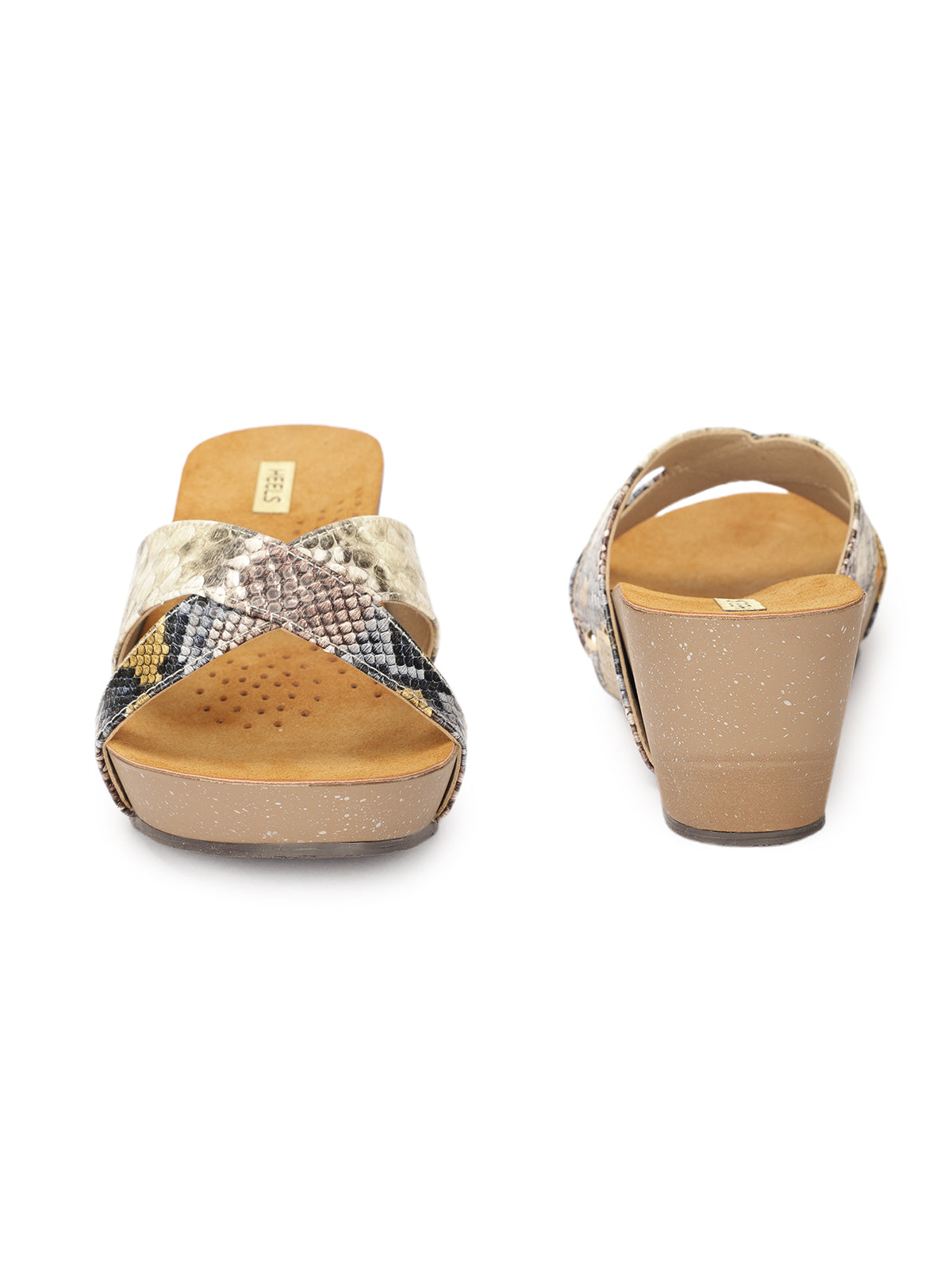 Divera Cross Cushioned Wedge Slippers