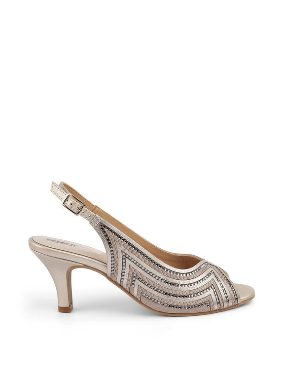Isabelle Bling Slingback Kitten Heel Sandals