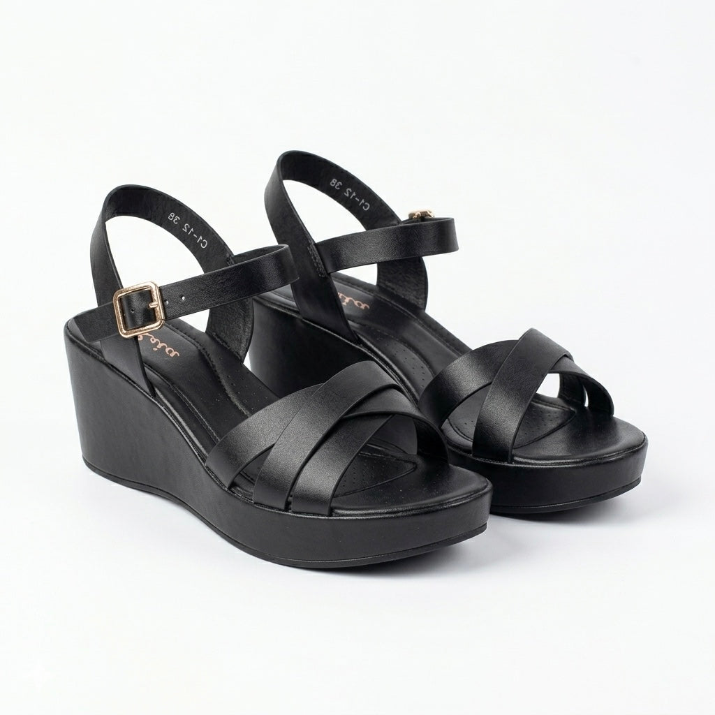 Tory Strappy Wedge Comfort Summer Sandals - The Heels India