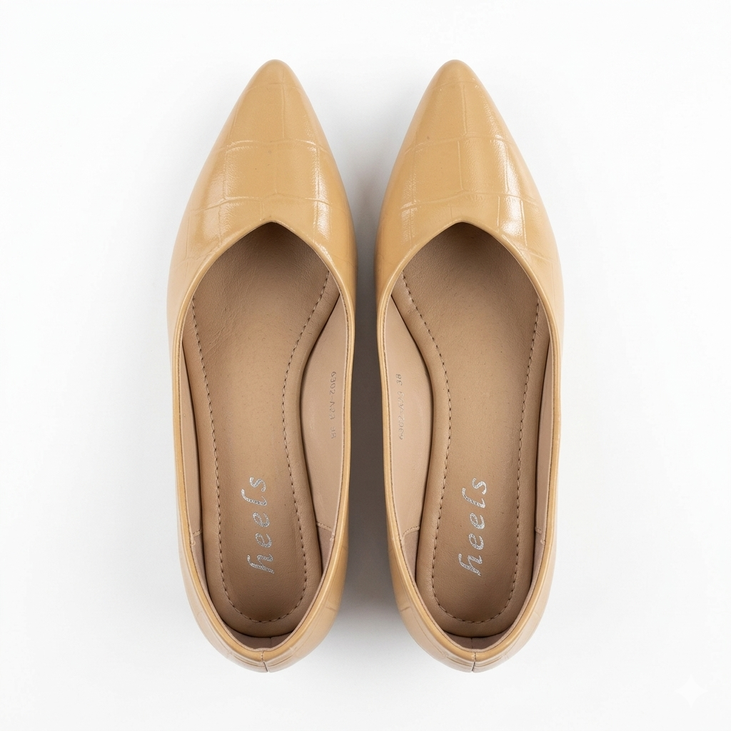 Chloe Croco Pointed Mid Heel Ballerinas