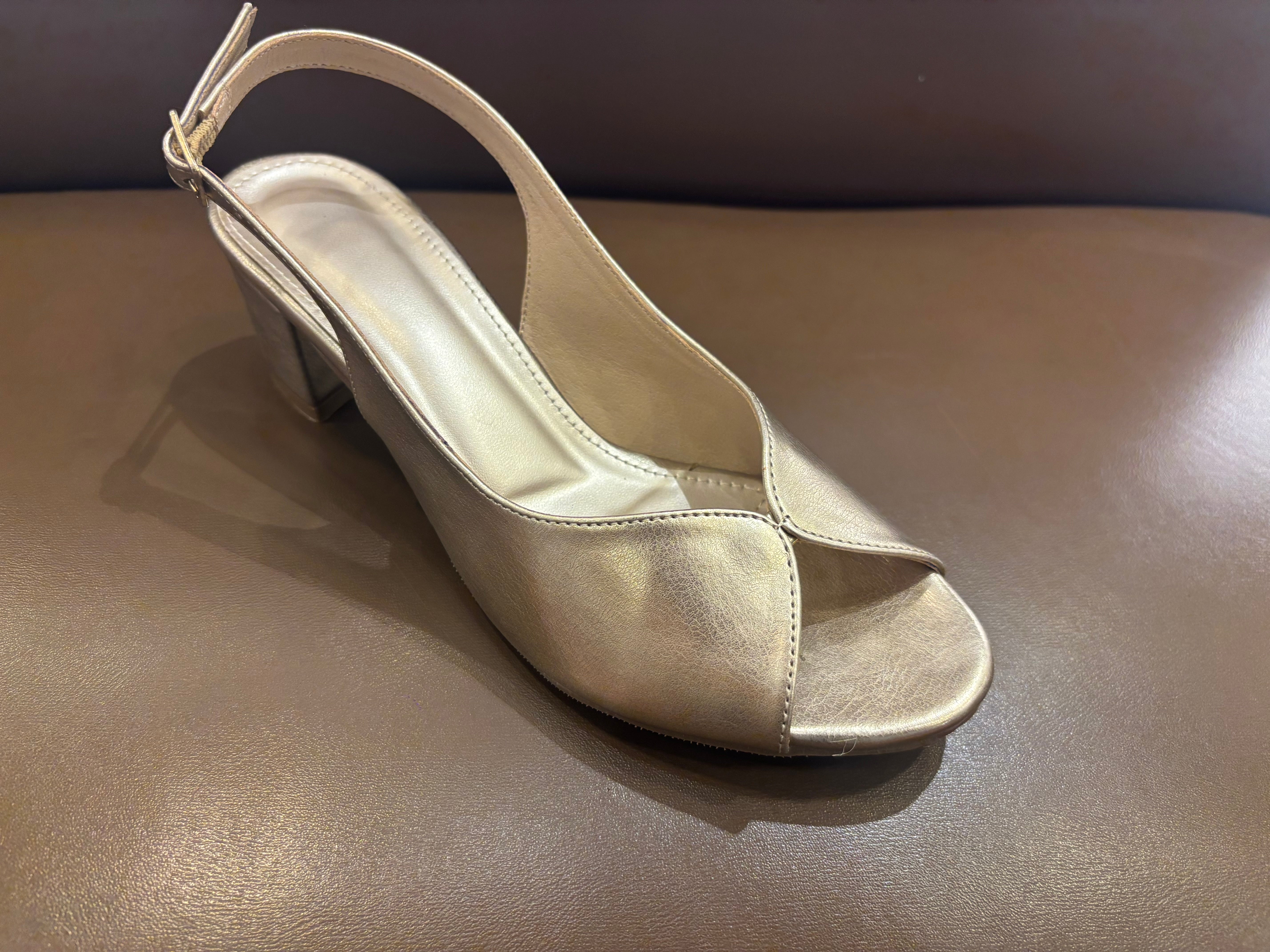 Tory Peep Toe Sling Back Block Heels