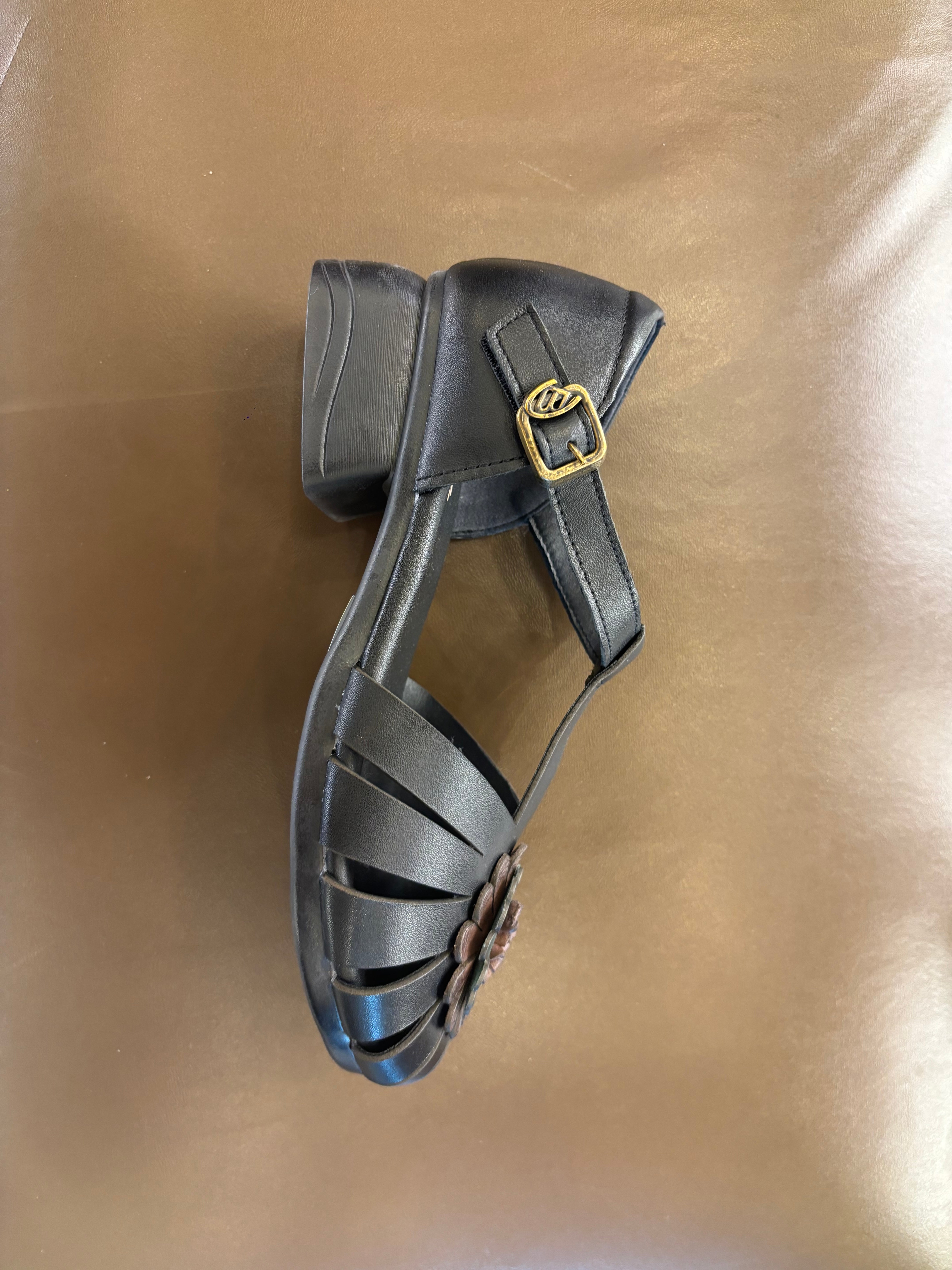 Kim Premium Leather Ankle Strap Block Heel Sandals