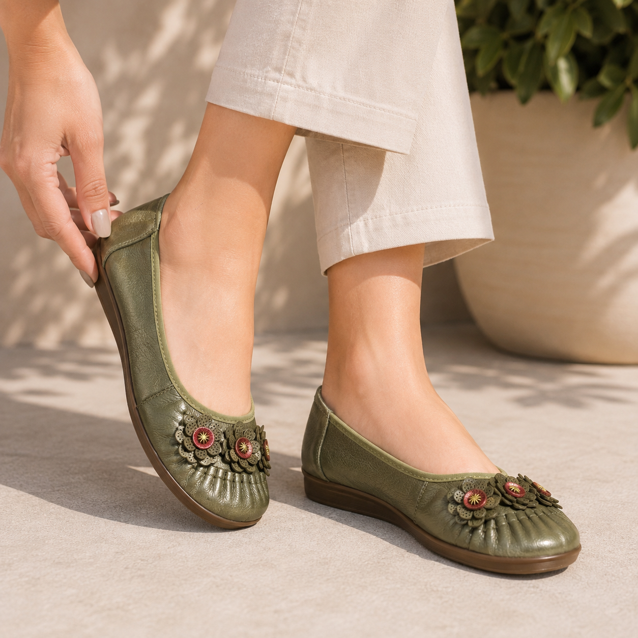 Flora 4.0 Premium Leather Cushioned Ballerinas