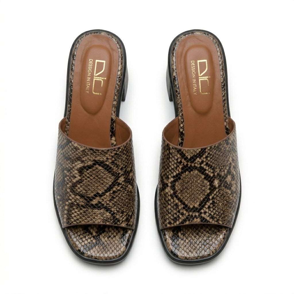 Alba Platform Snake Print Peep Toe Block Heels