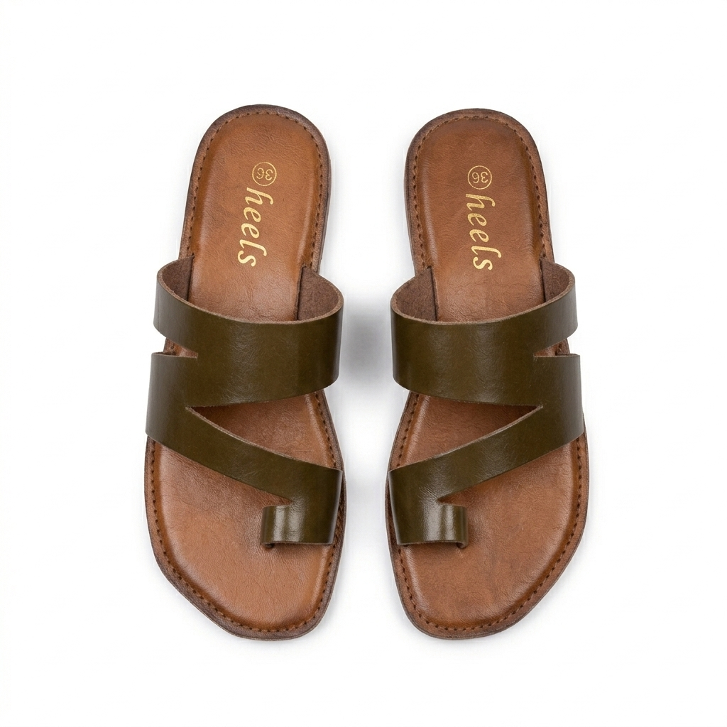 Trisha Hexagon Leather Thumb Criss Cross Slippers