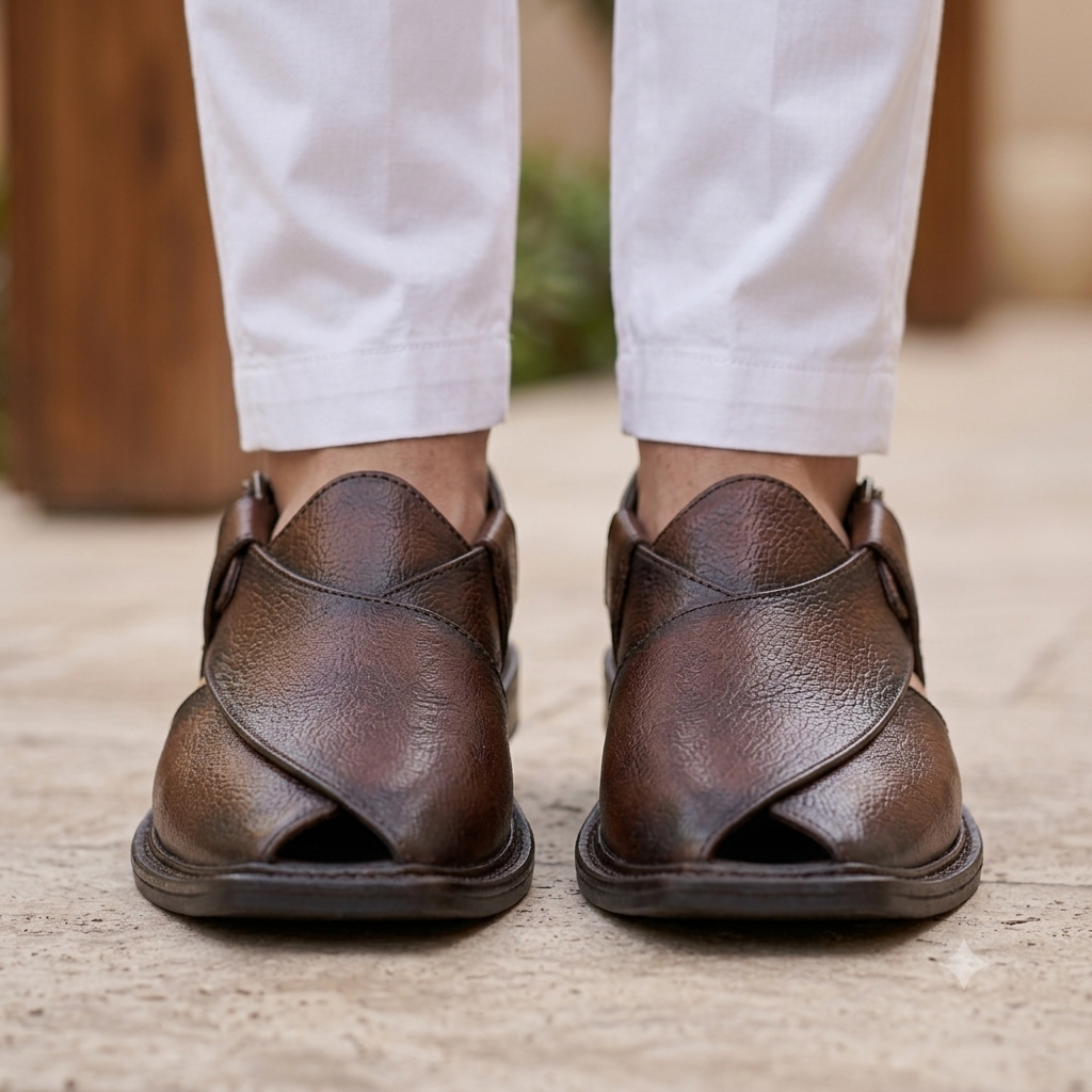 Cesar Leather Ethnic T Cut Peshawari Sandals
