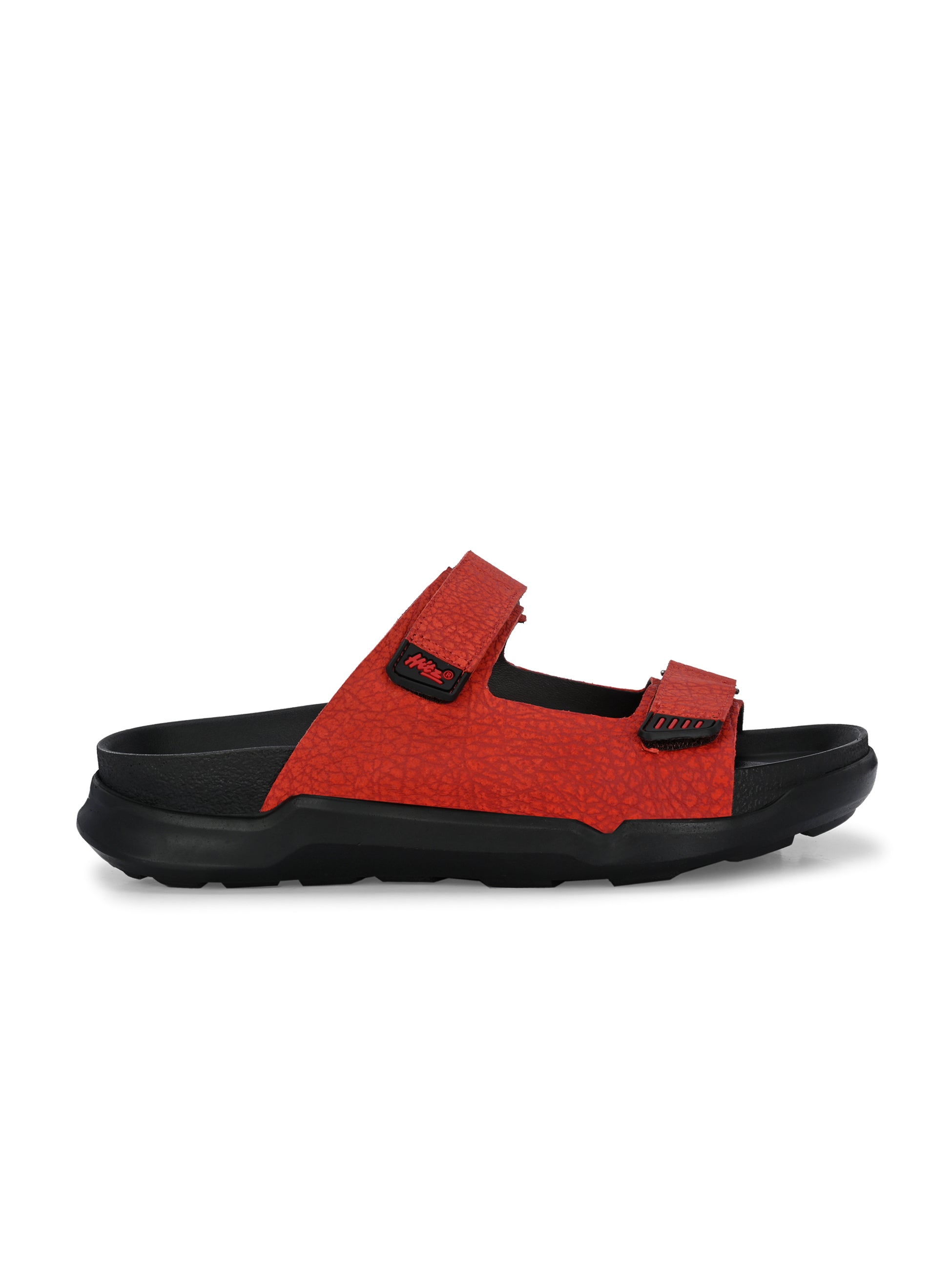 Harisson Red Leather Velcro Sliders