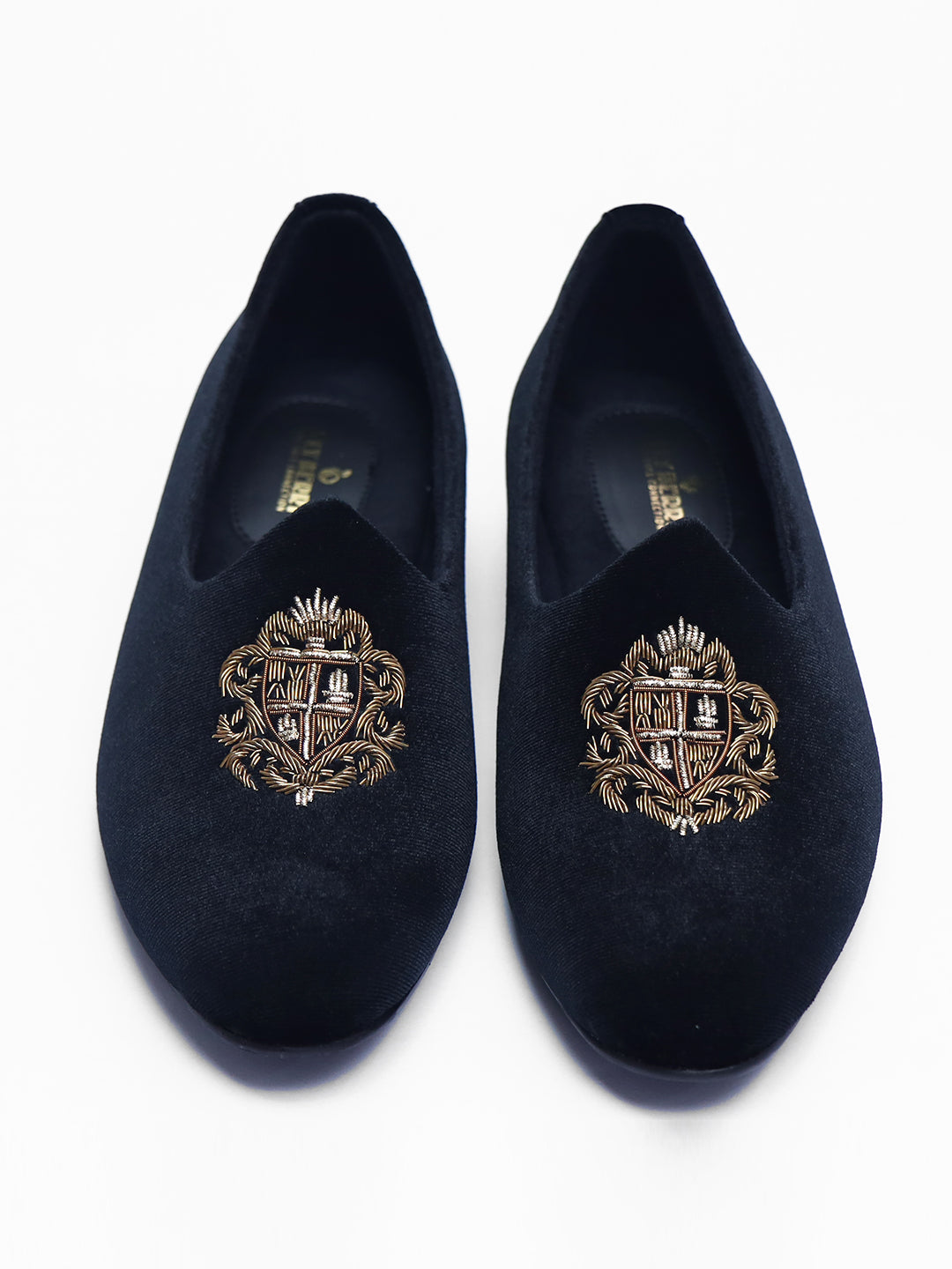 Zorba Black Velvet Embroidered Jooti - The Heels India