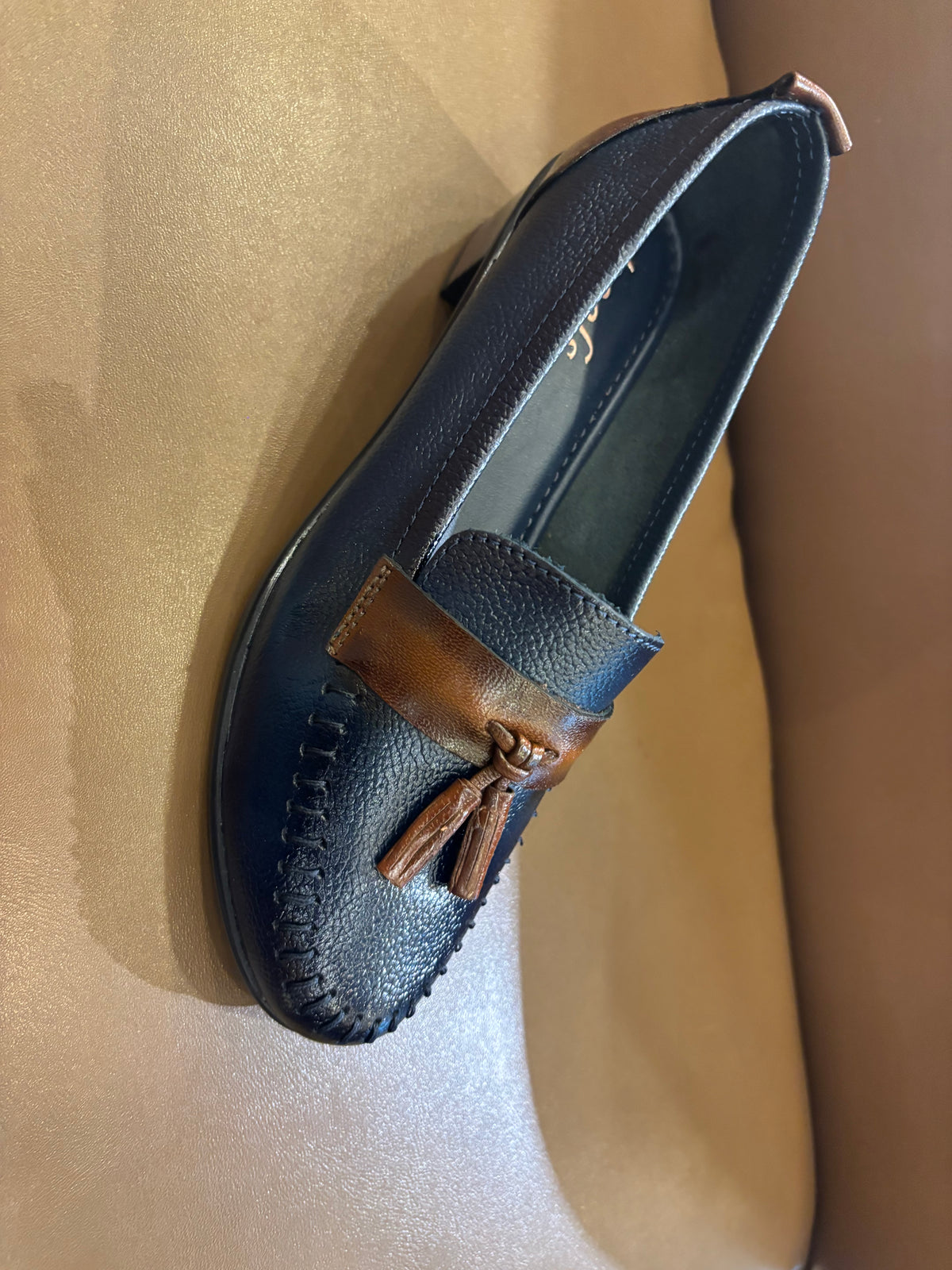 Fiona Leather Tassel Block Heel Loafers