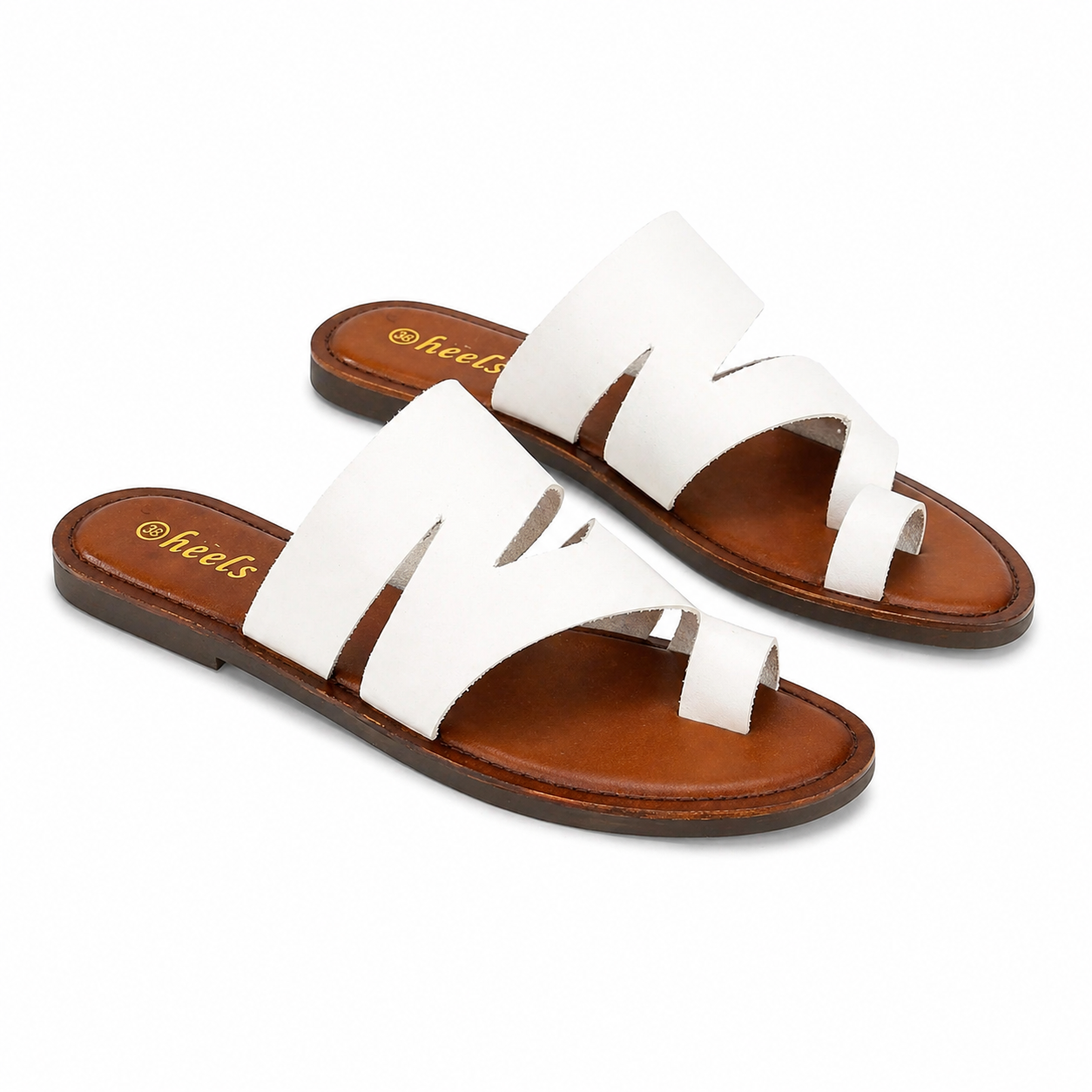 Melanie Leather Thumb Strap Flat Siders