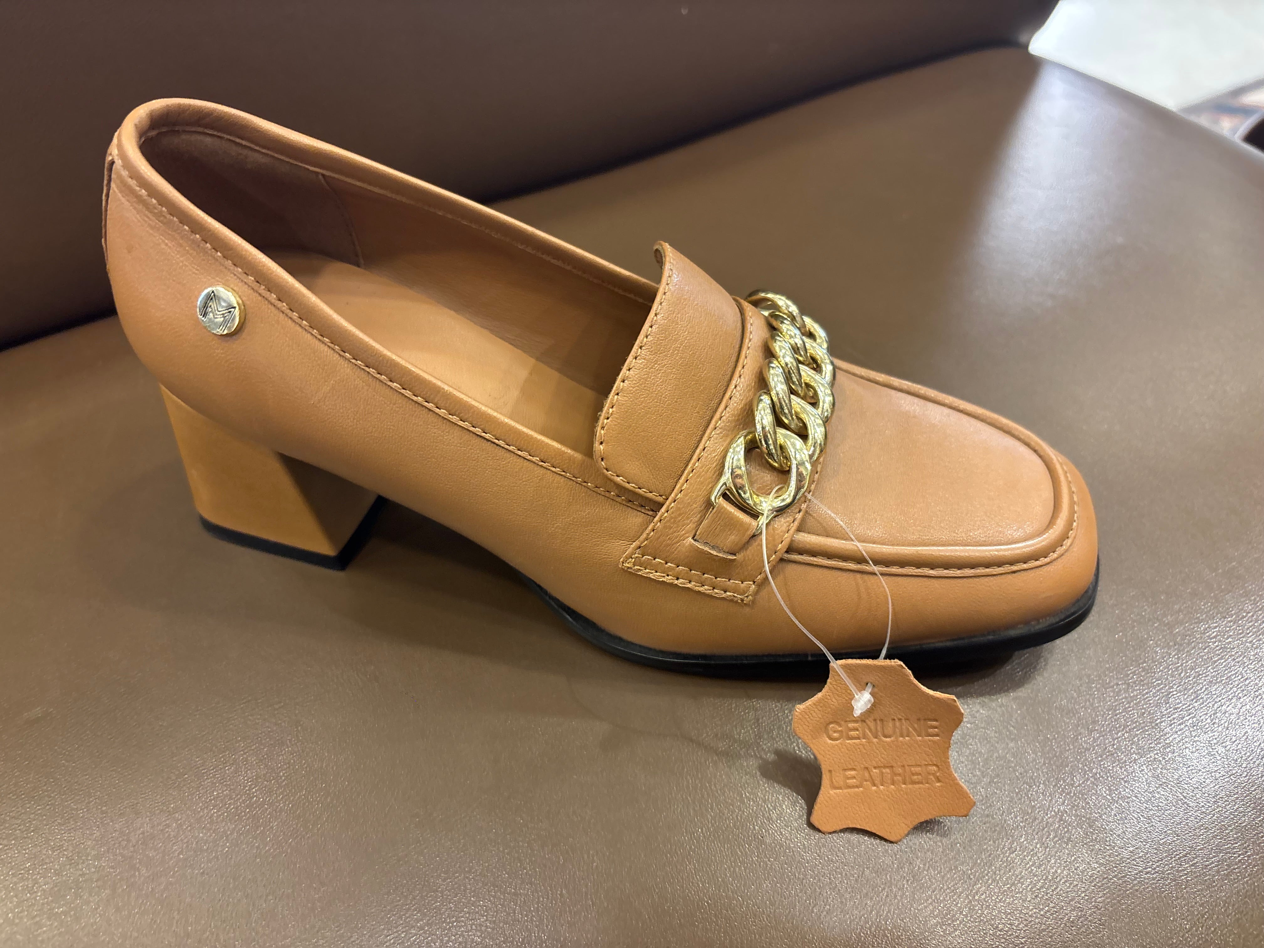 CHIC Premium Leather Block Heel Loafers