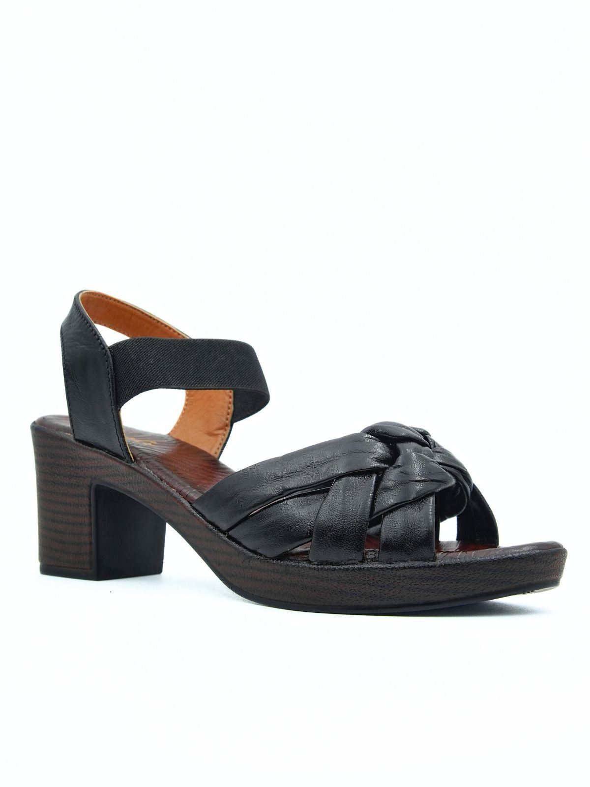 Yeezu Leather Knot Block Heels