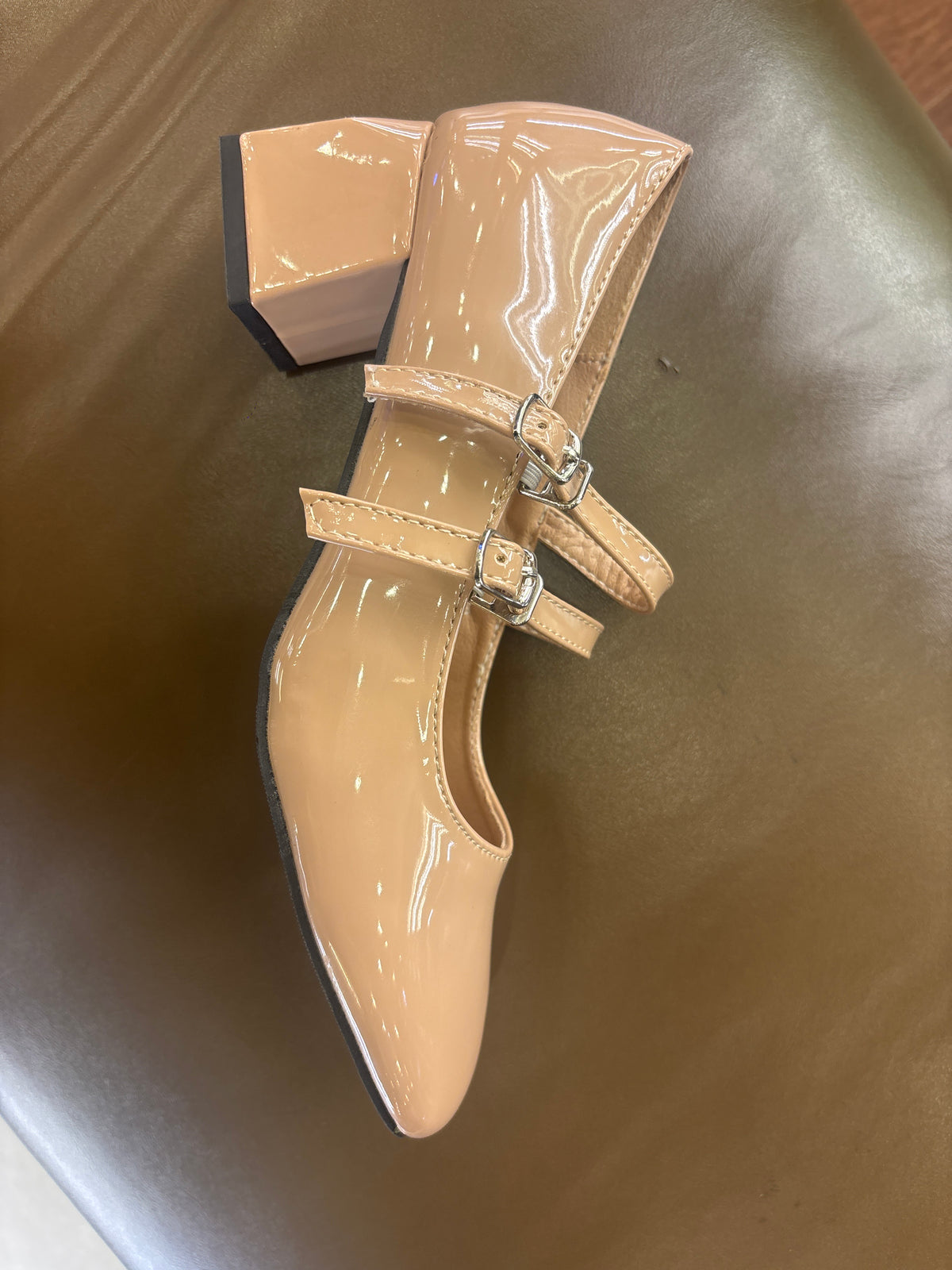Beryl Patent Mary Jane Block Heel Strap Shoe - The Heels India