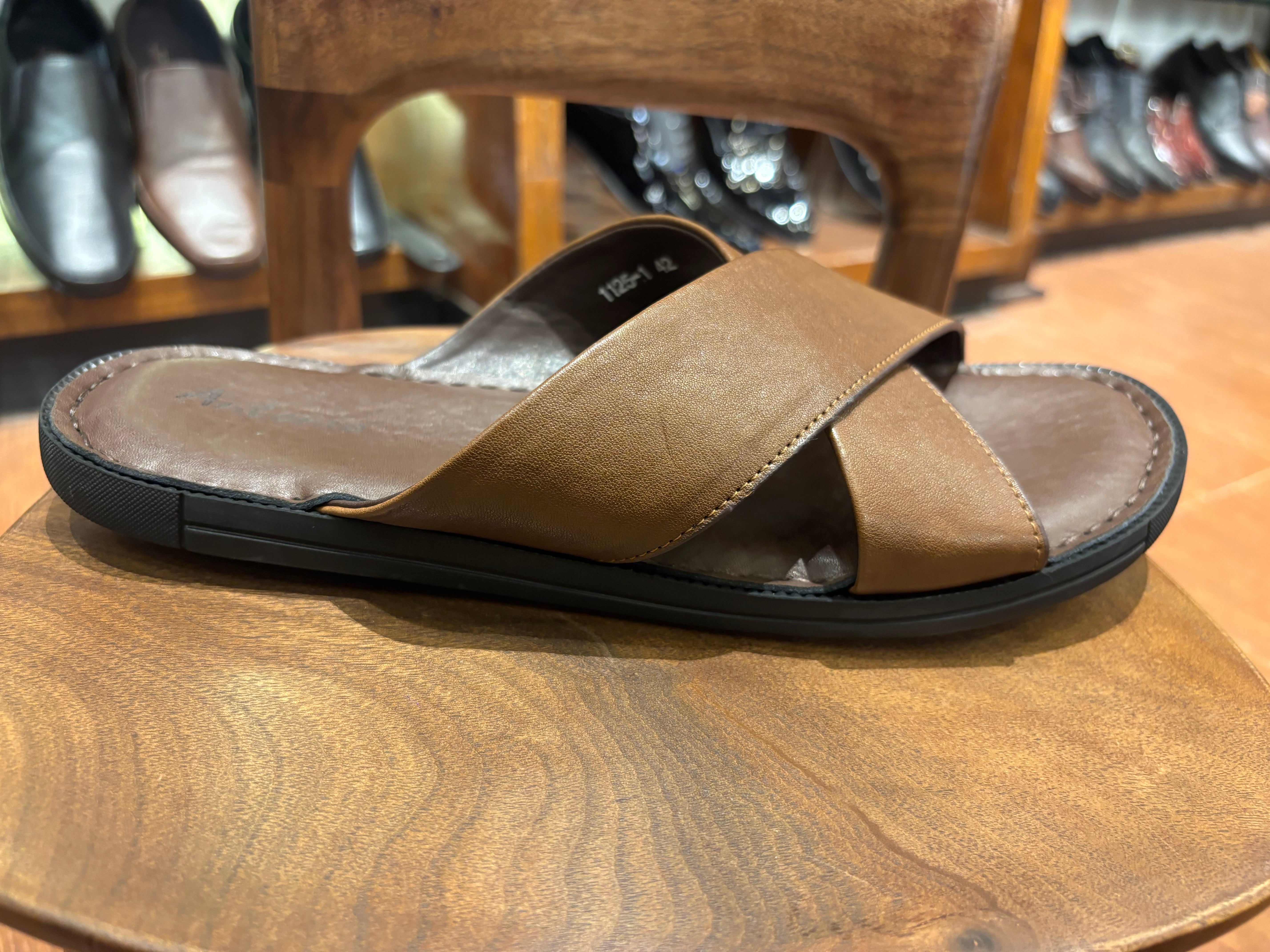 Erling Premium Leather Double Strap Cross Slippers