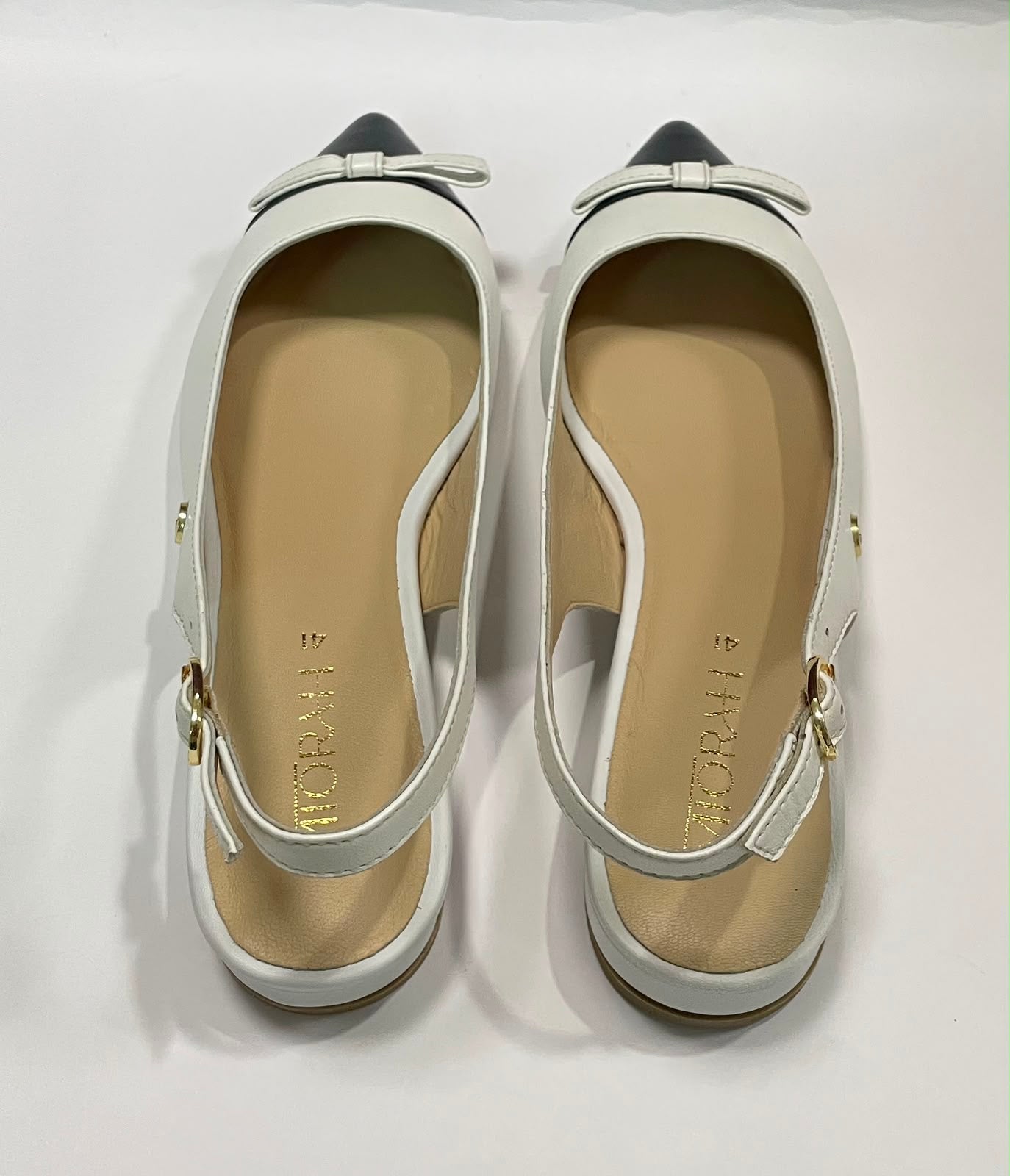 FLAUNT Premium Leather Pointed Toe Slingback Bow Ballerinas - The Heels India