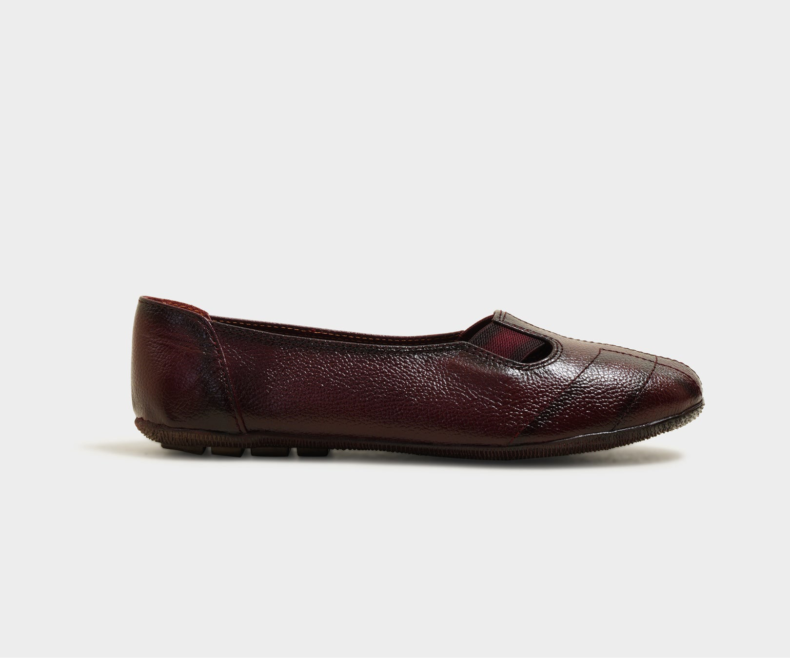 Elijah Maroon Leather Ballerinas - The Heels India