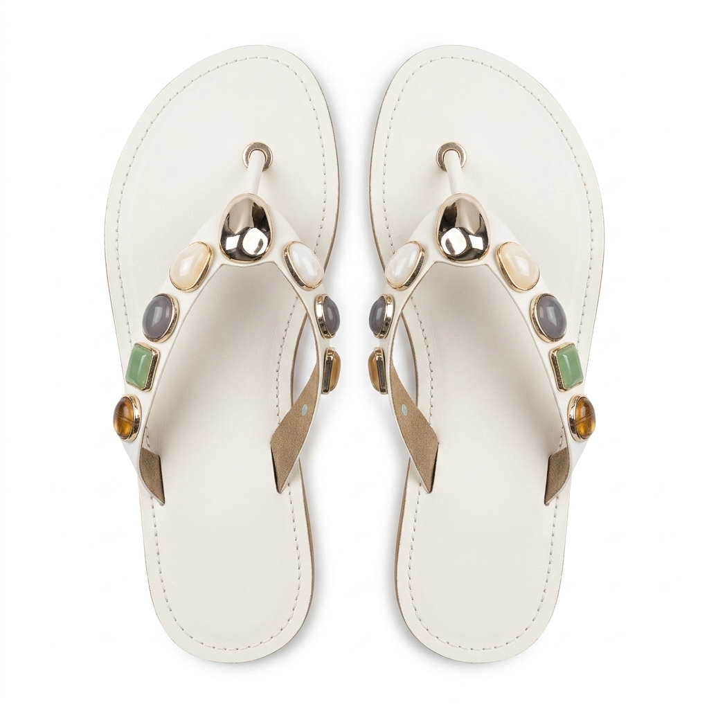 Norelle Cushioned Gemstone V Strap Comfort Summer Slippers