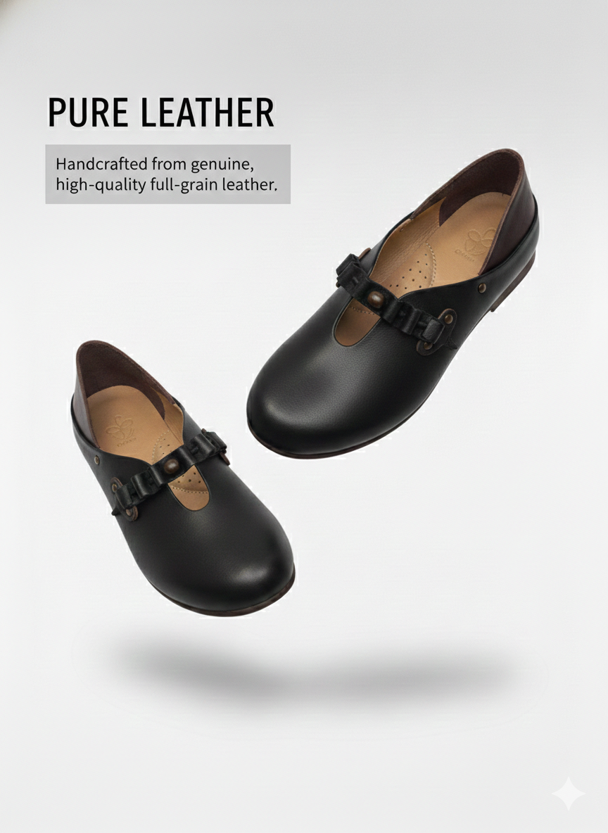 Paola Premium Leather Mid Strap Loafer Shoes