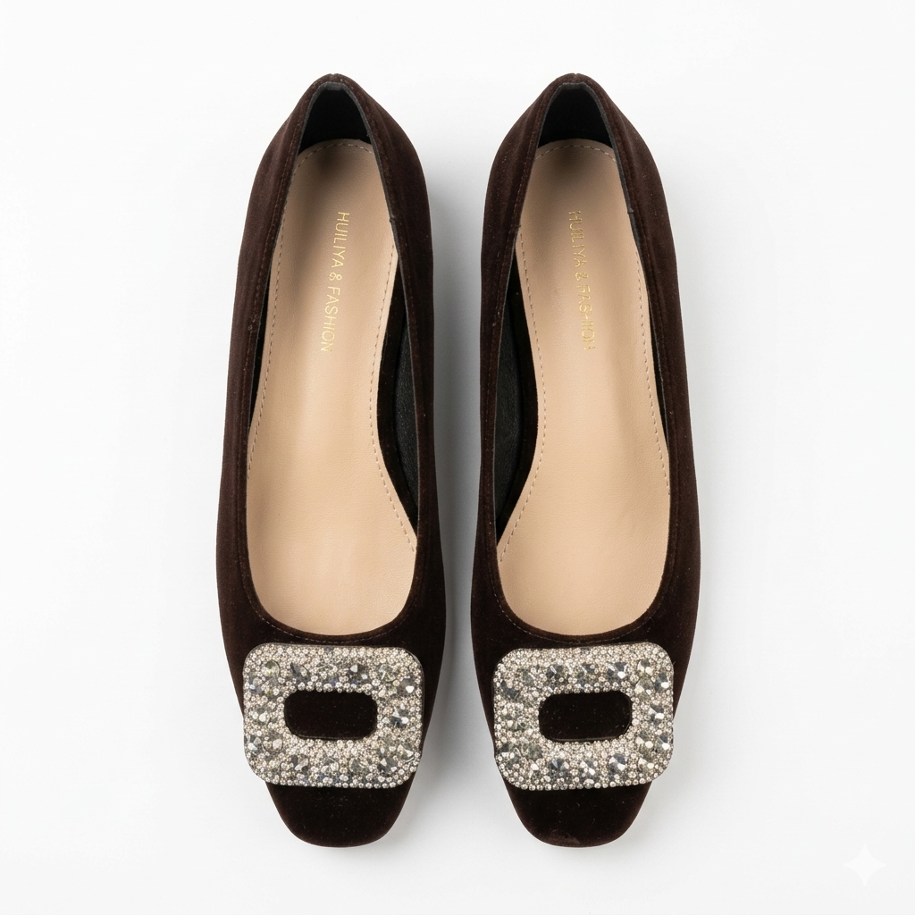 Eilish Velvet Block Heel Bling Pumps - The Heels India