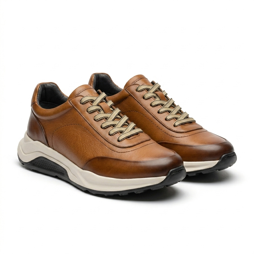 Kai Premium Leather Lace Up Sneakers
