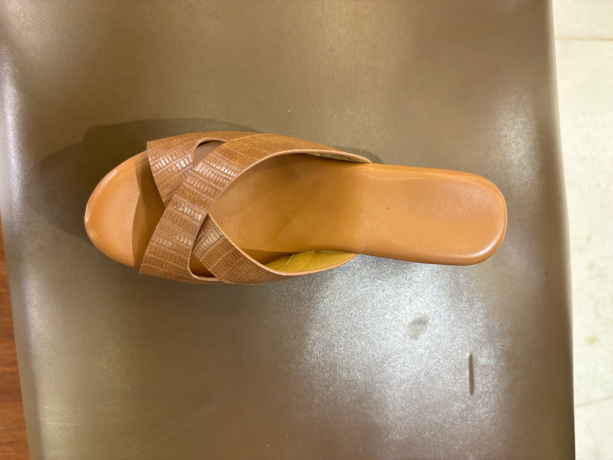 Anne Wedge Platform Peep Toe Heels in Tan - The Heels India