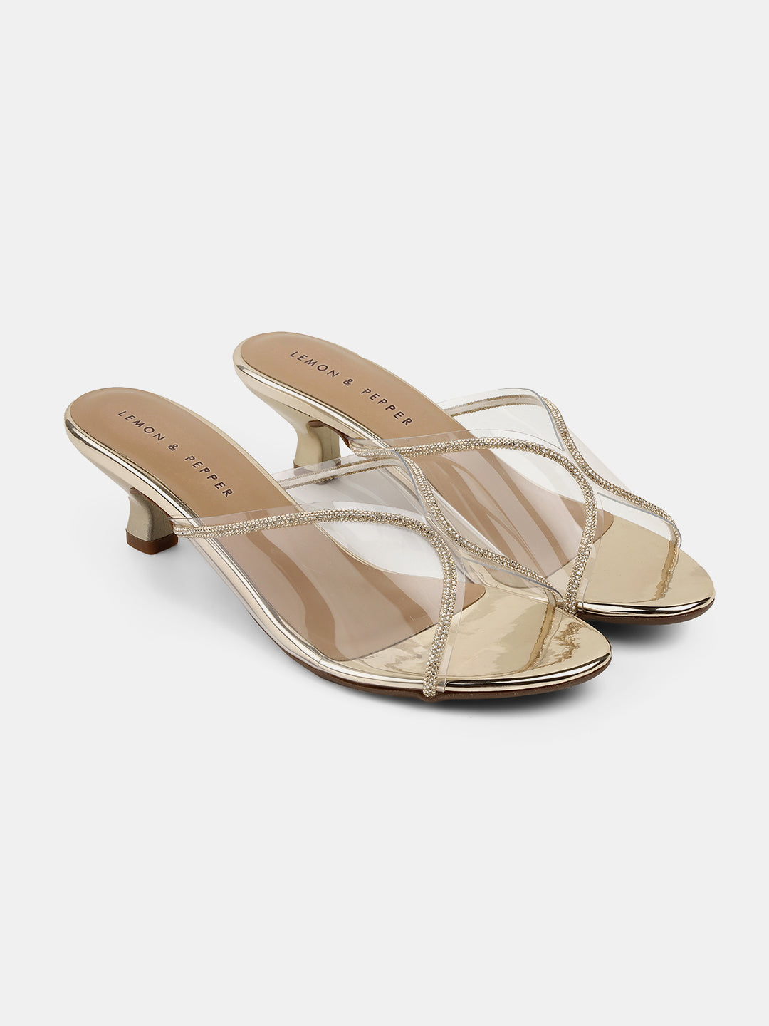 Felipe Transparent Kitten Heel Mules