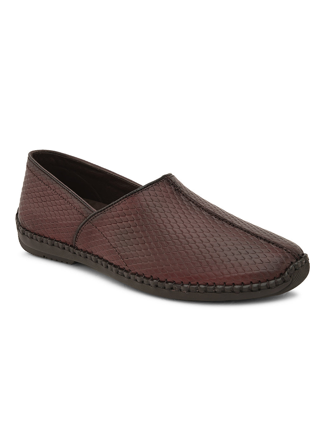 Regent Cherry Leather Mojaris - The Heels India