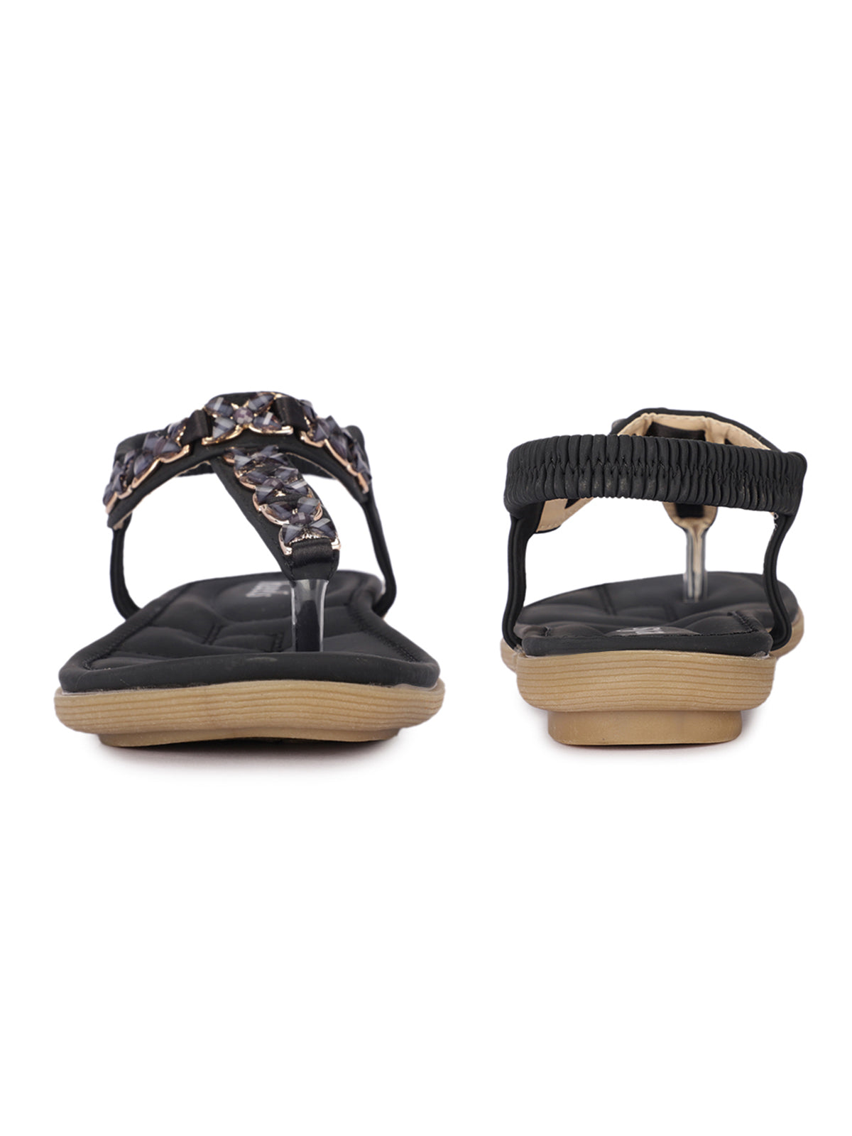 Crimson Embellished Flat Sandals