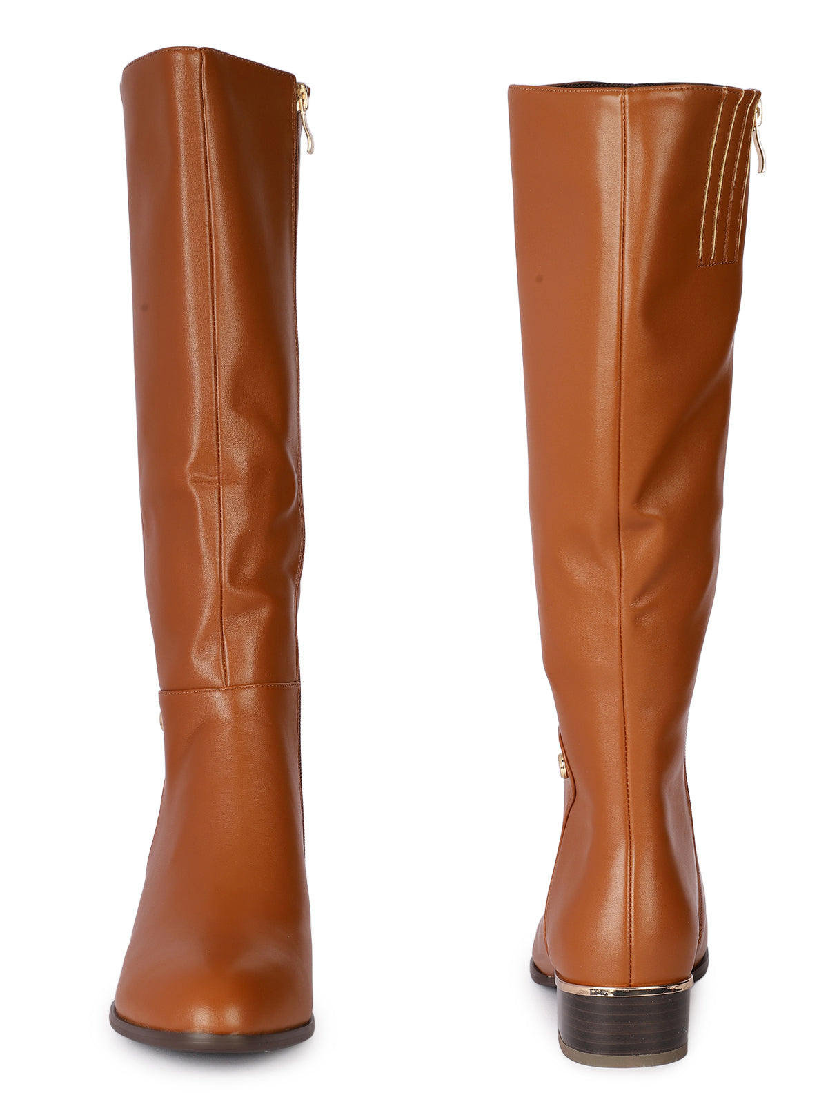 Crimson Premium Knee High Boots with Low Heels
