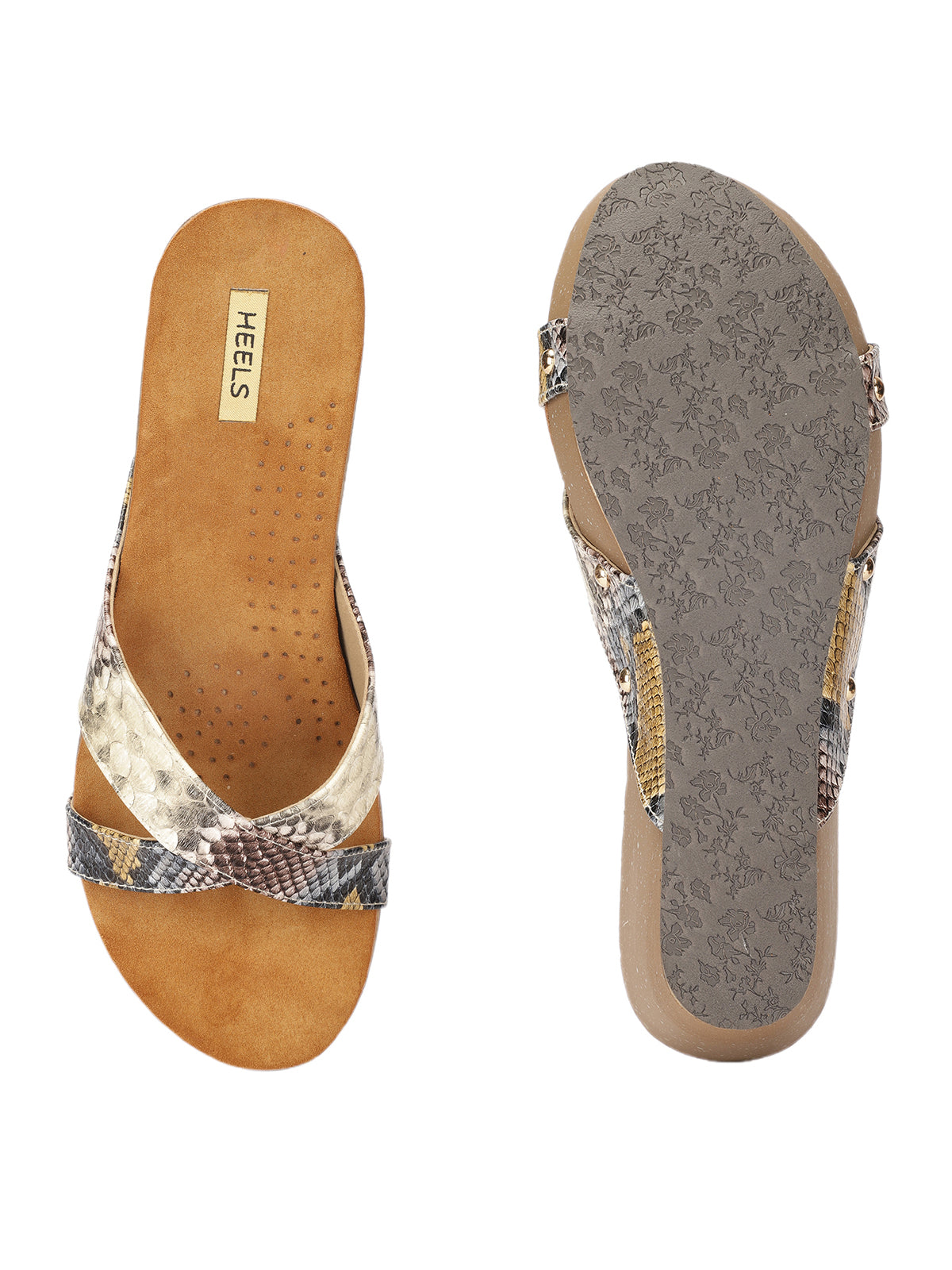 Divera Cross Cushioned Wedge Slippers