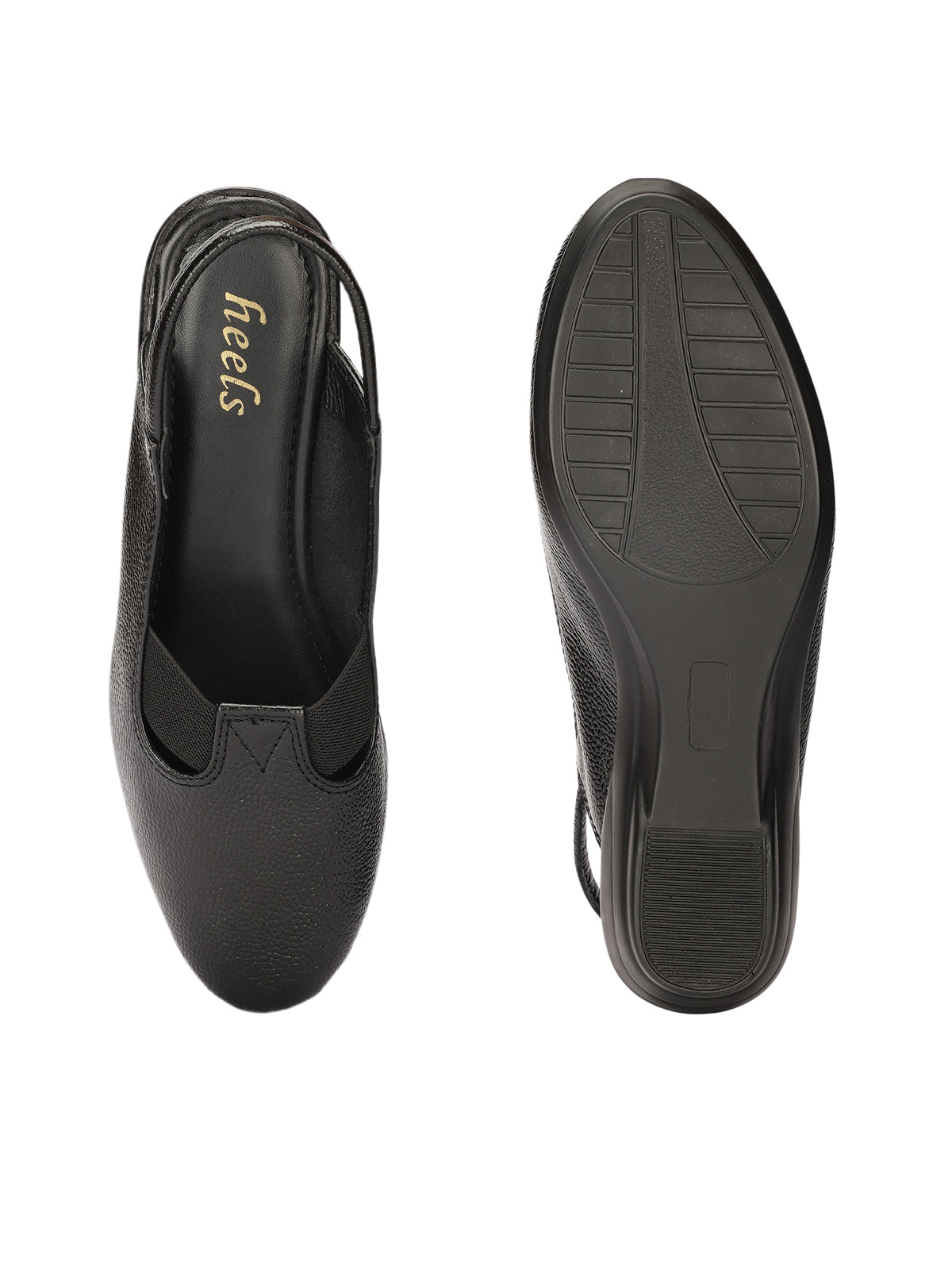 Ella Leather Back Elastic Wedge Heel Loafers - The Heels India