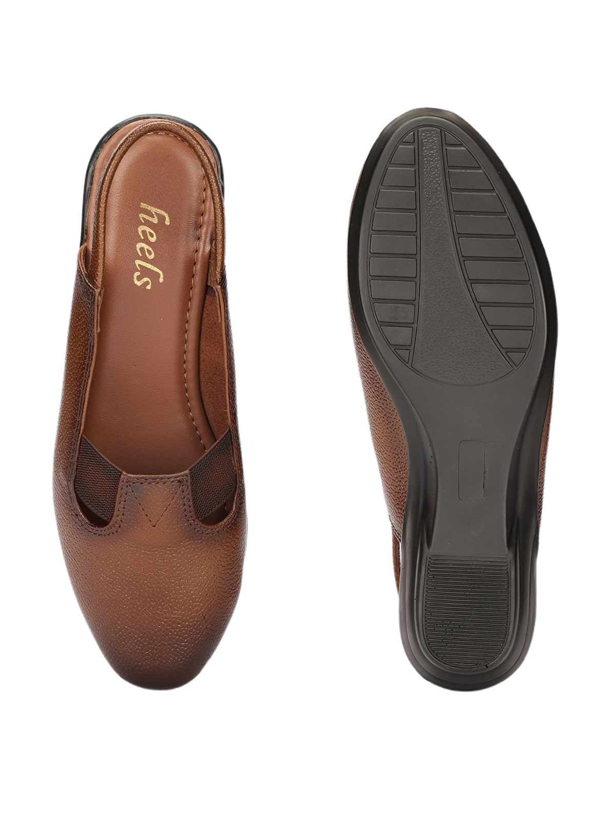 Ella Leather Back Elastic Wedge Heel Loafers