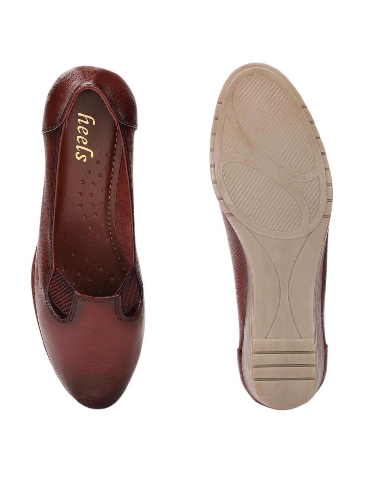 Stanway Side Elastic Leather Wedge Ballerinas