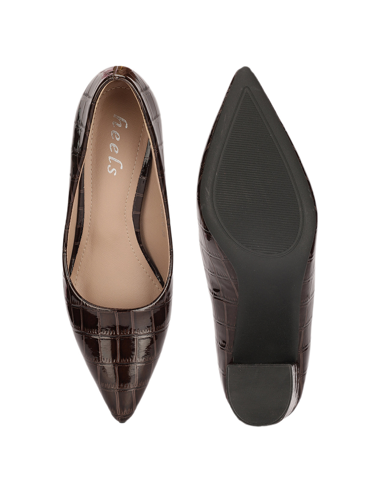 Lola Croco Block Heel Pumps