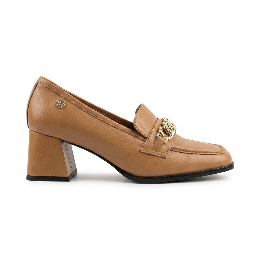 CHIC Premium Leather Block Heel Loafers