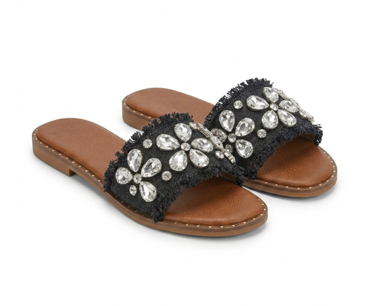 Kiya Embellished Summer Flat Sliders