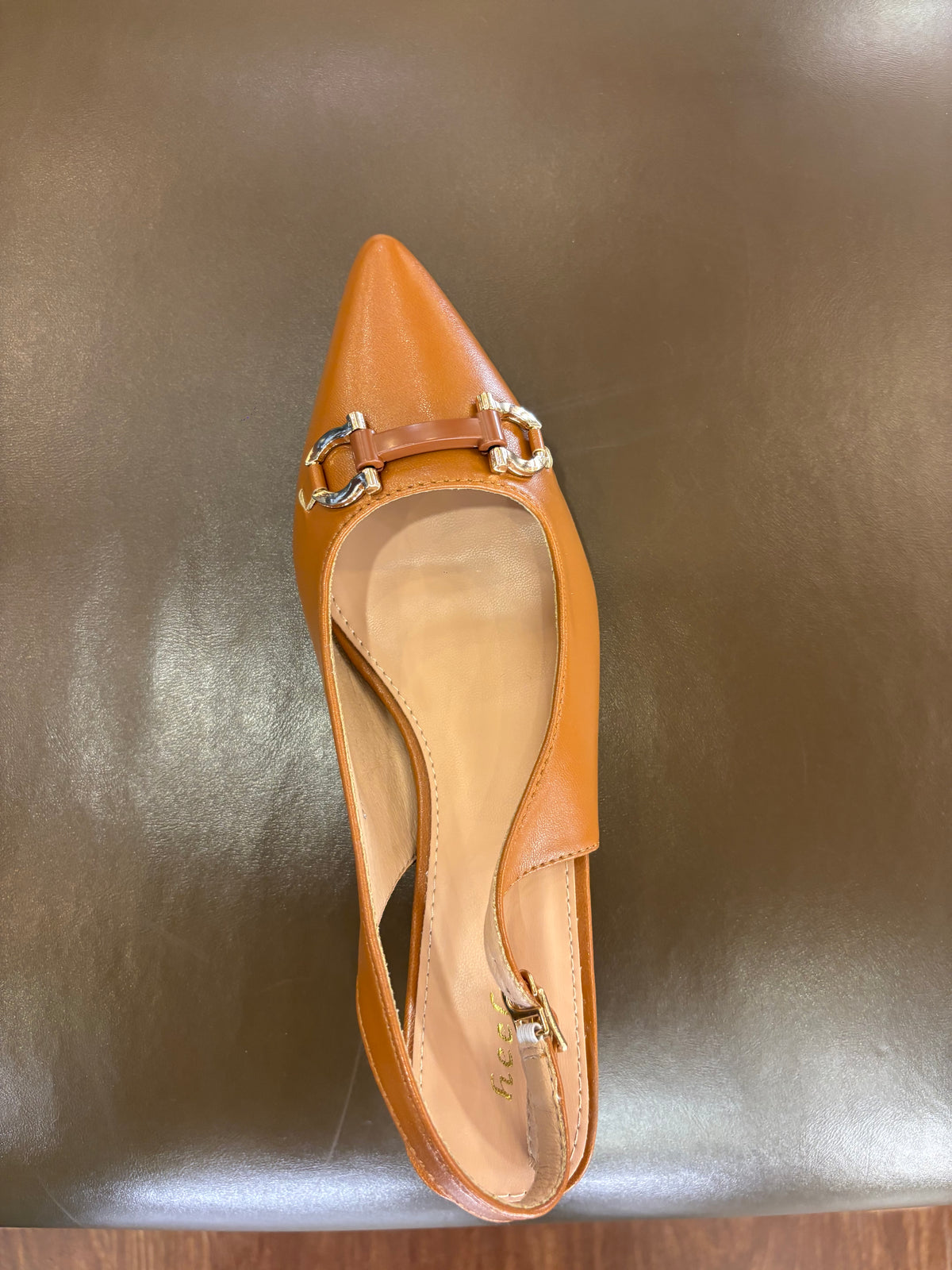 Brie Mini Premium Slingback Kitten Heels in Camel - The Heels India