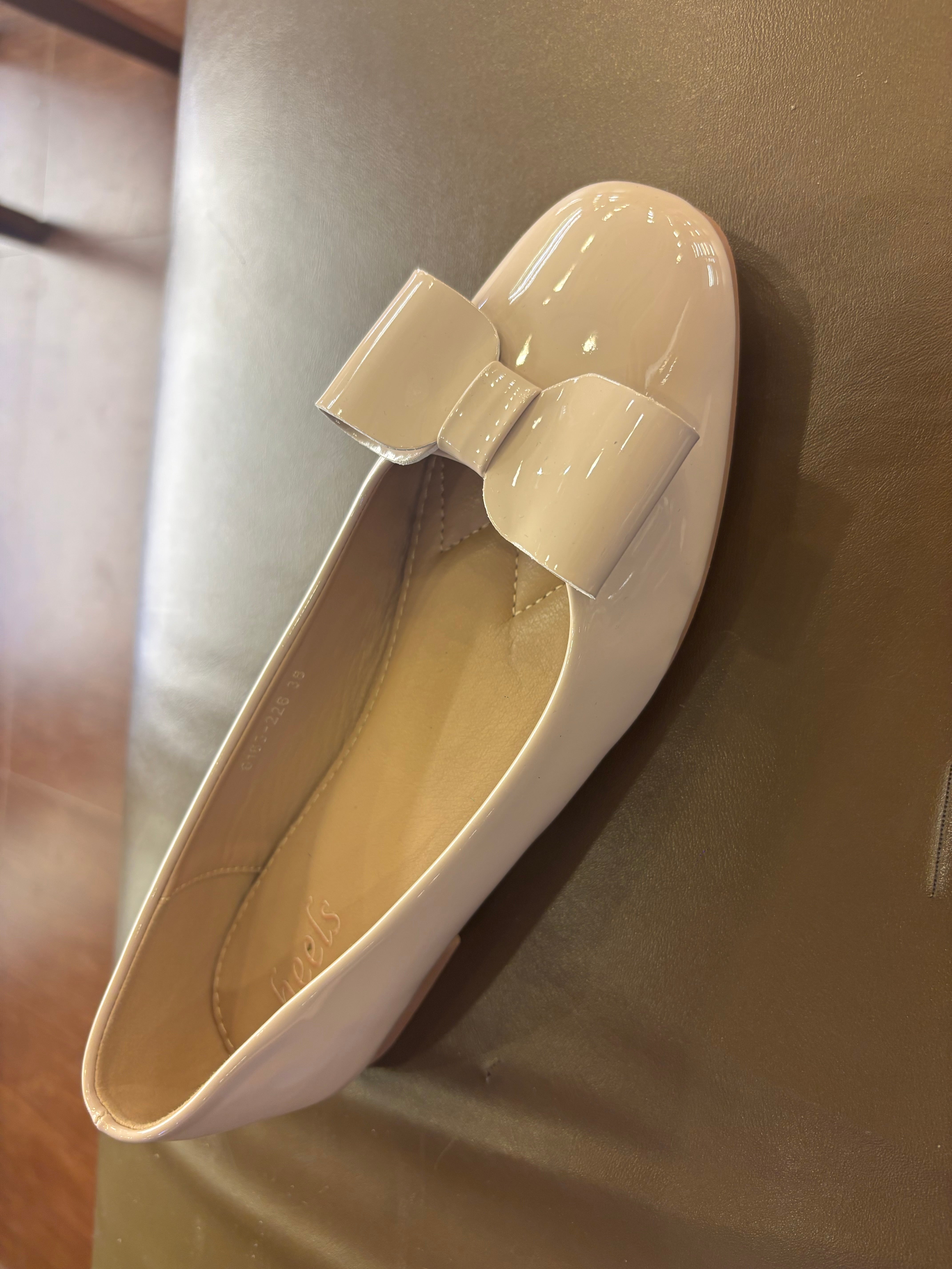 Cherie Cushioned Flat Bow Patent Ballerinas - The Heels India