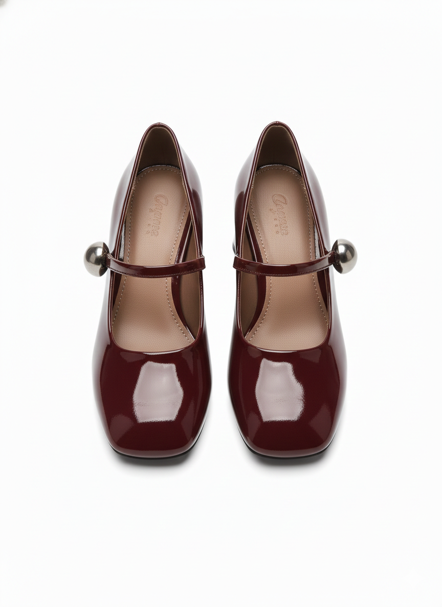 Emma Premium Patent Leather Mary Jane Block Heels