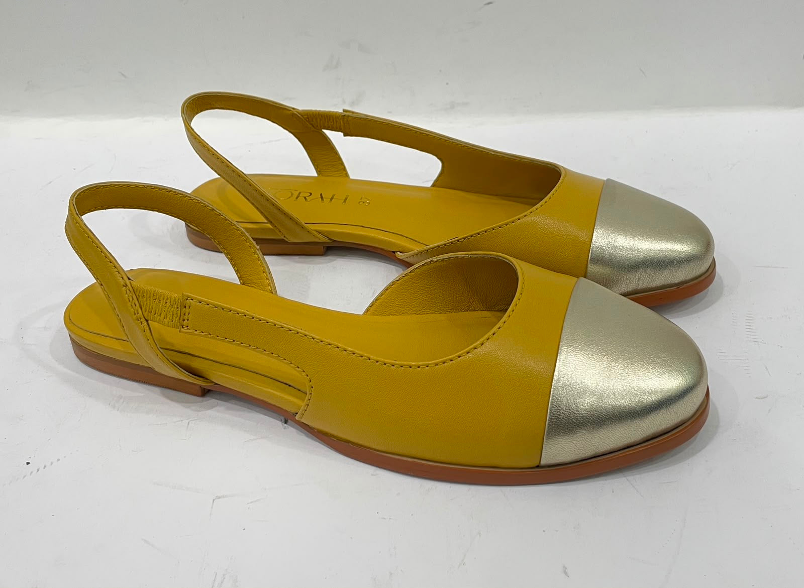 LUSH Premium Leather Round Toe Slingback Flat Ballerinas