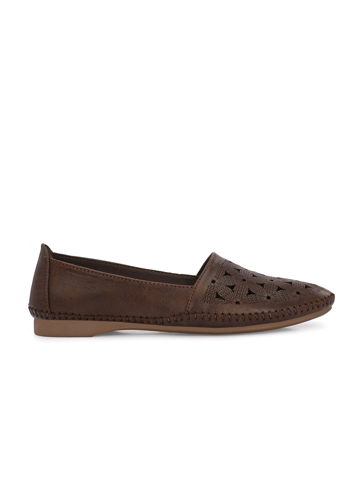 Milla Perforated Cushioned Leather Ballerinas