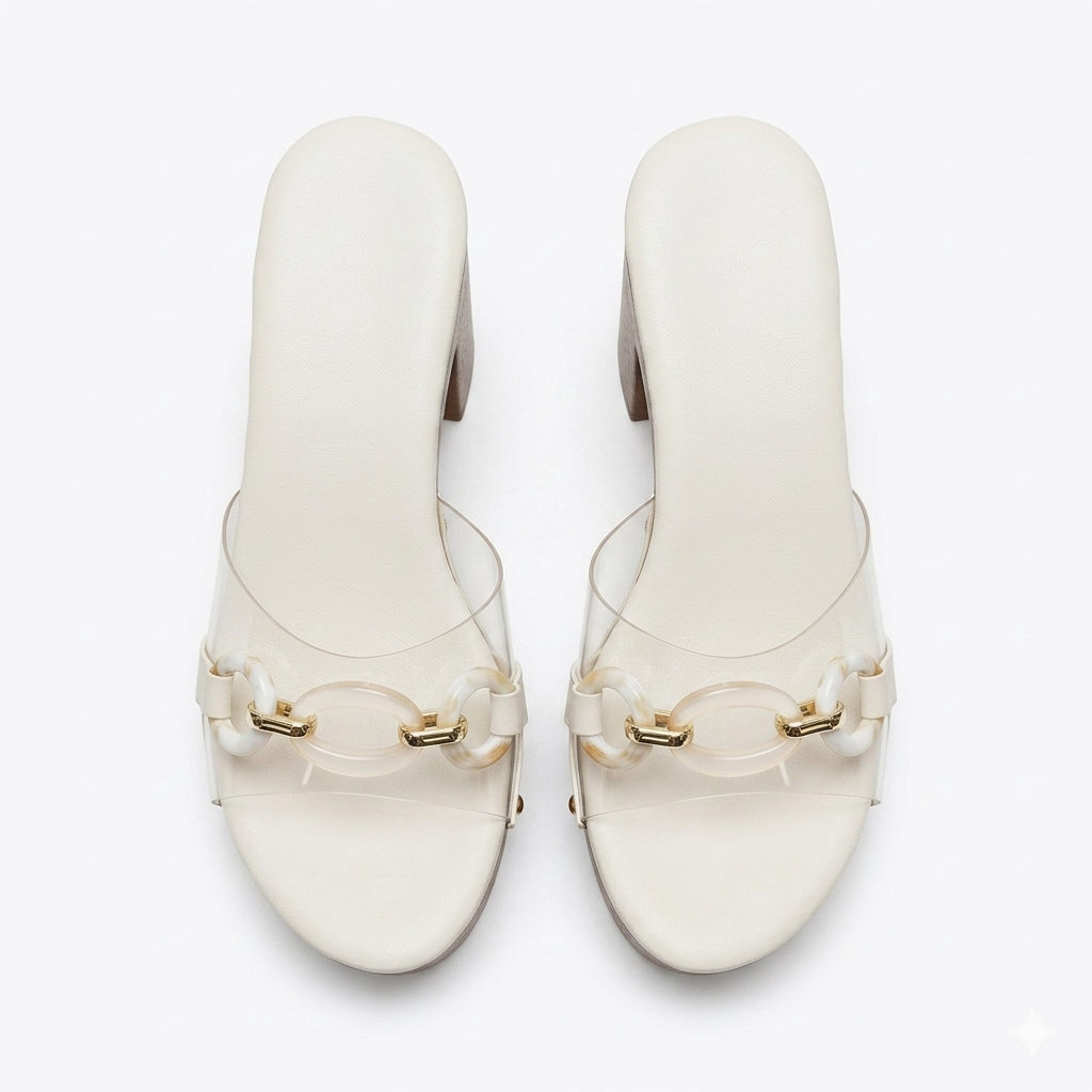Ella Platform Transparent Peep Toe Block Heels